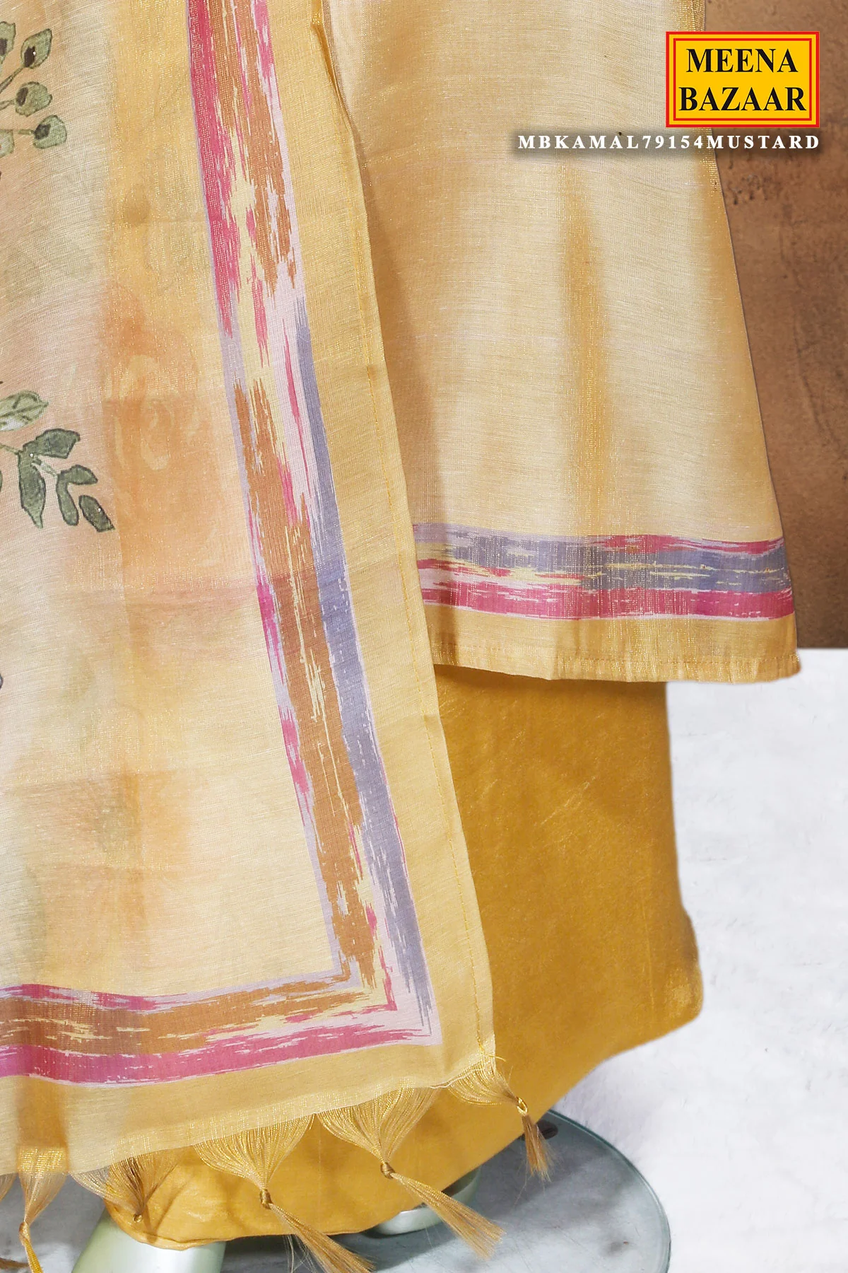 Mustard Cotton Unstitched Suit with Elegant Embroidery - Image 6