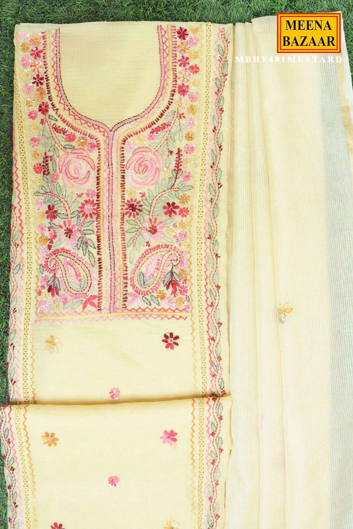 Mustard Embroidered Suit Set - Image 3