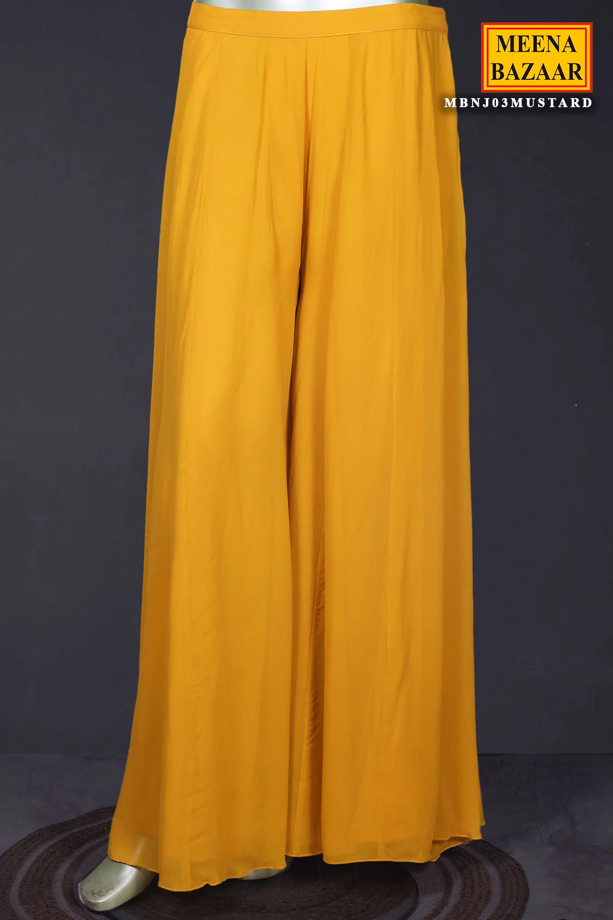 Mustard Georgette Embroidered Bustier-Skirt with Cape 3 Piece Co-ord Set - Image 7
