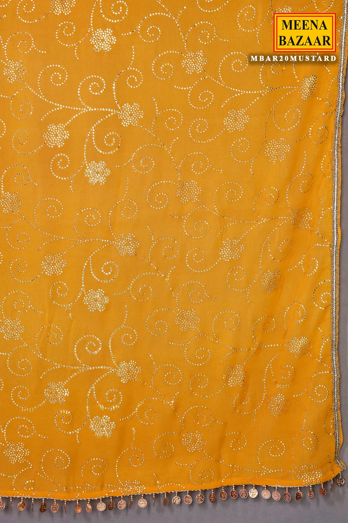 Mustard Georgette Neck Zari,Sequin Embroidered Sharara Suit Set - Image 16