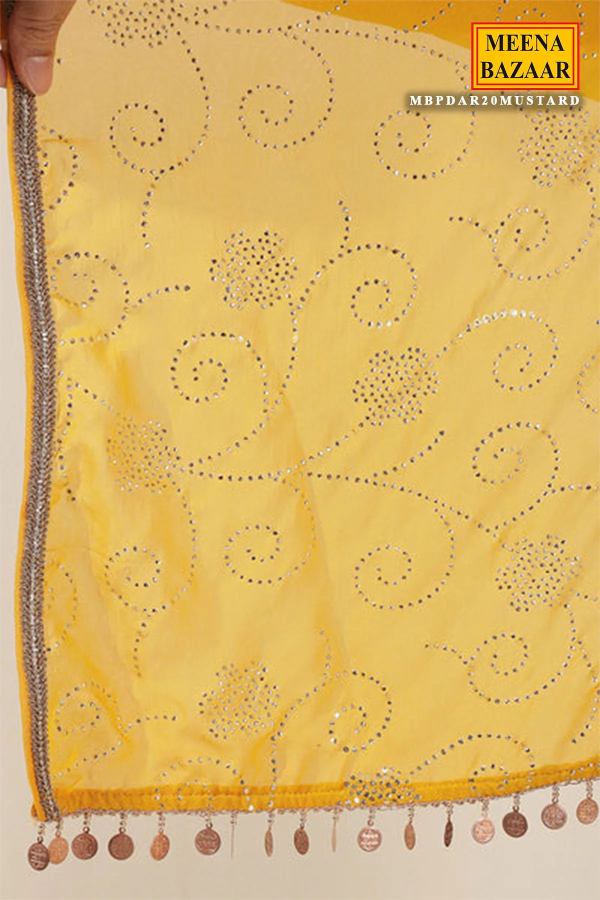 Mustard Georgette Neck Zari,Sequin Embroidered Sharara Suit Set - Image 7