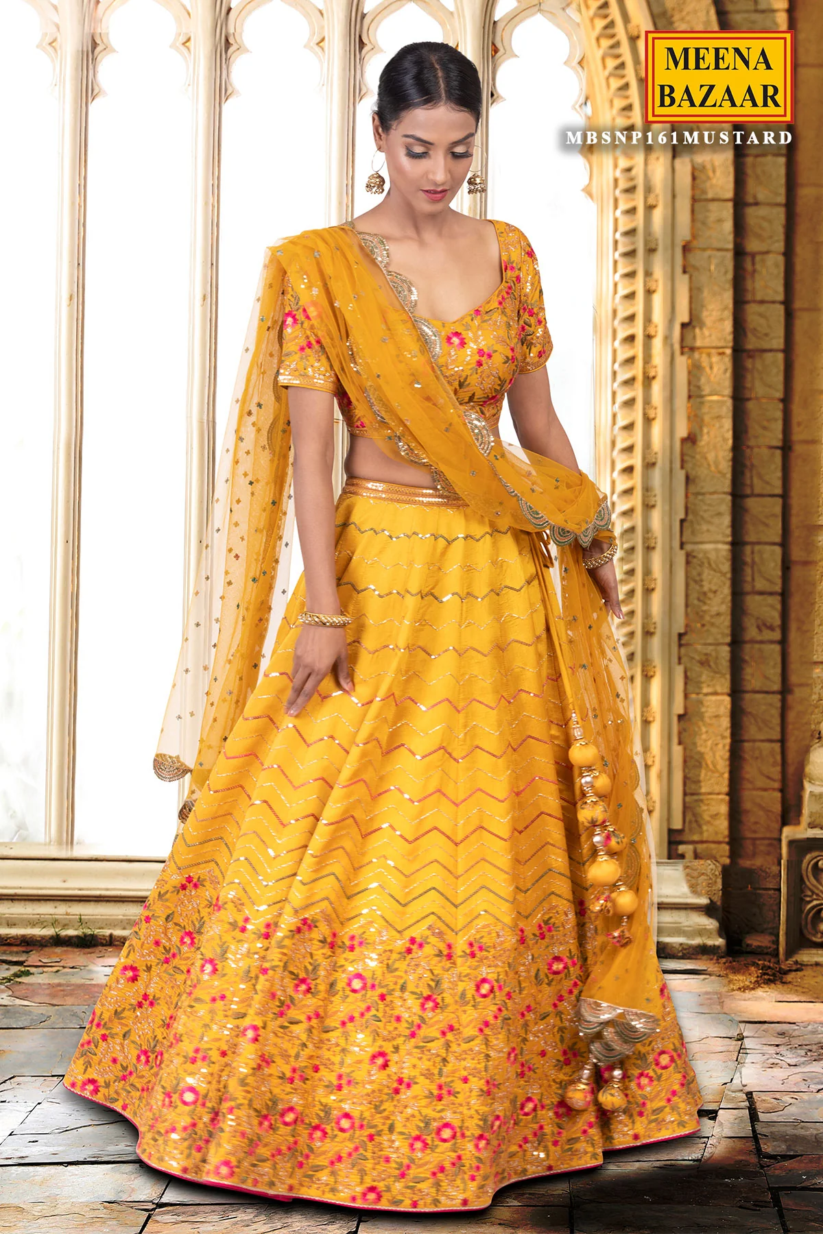 Mustard Silk Lehenga - Image 2