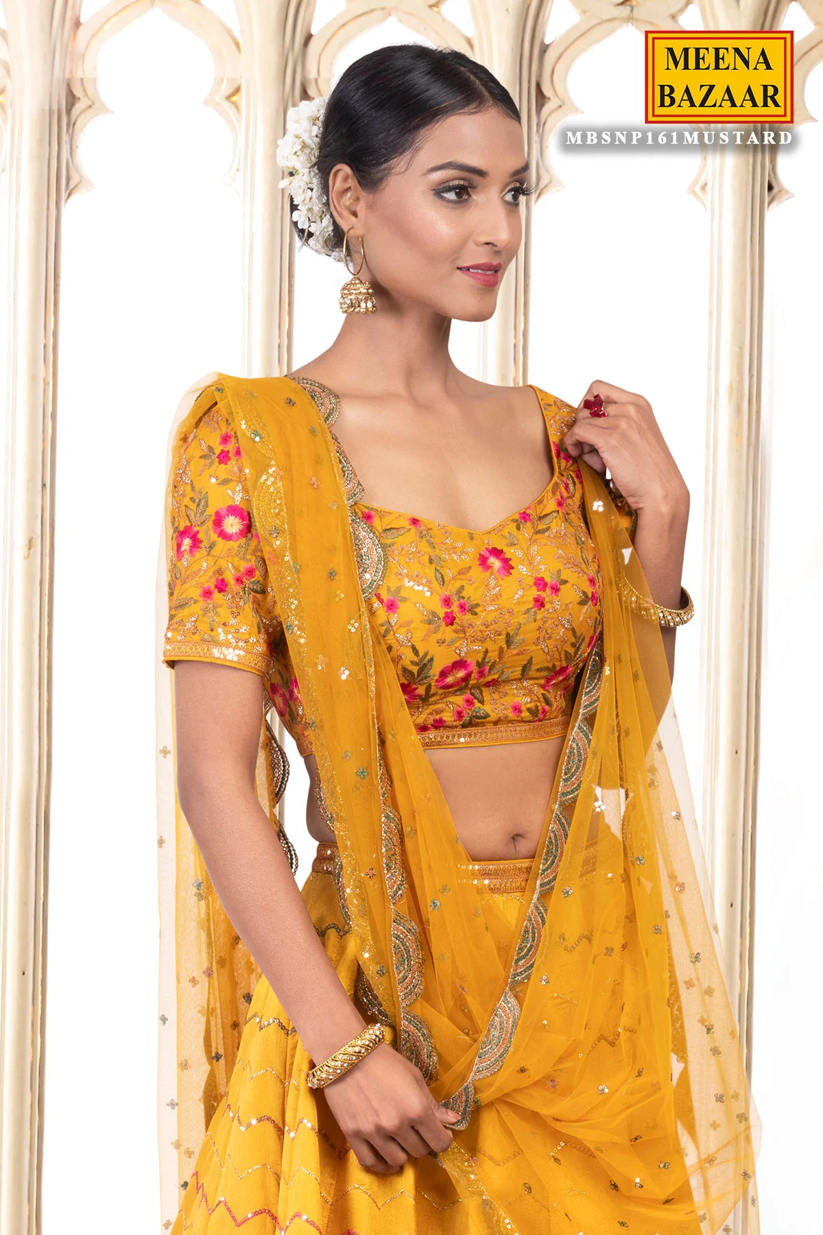 Mustard Silk Lehenga - Image 3