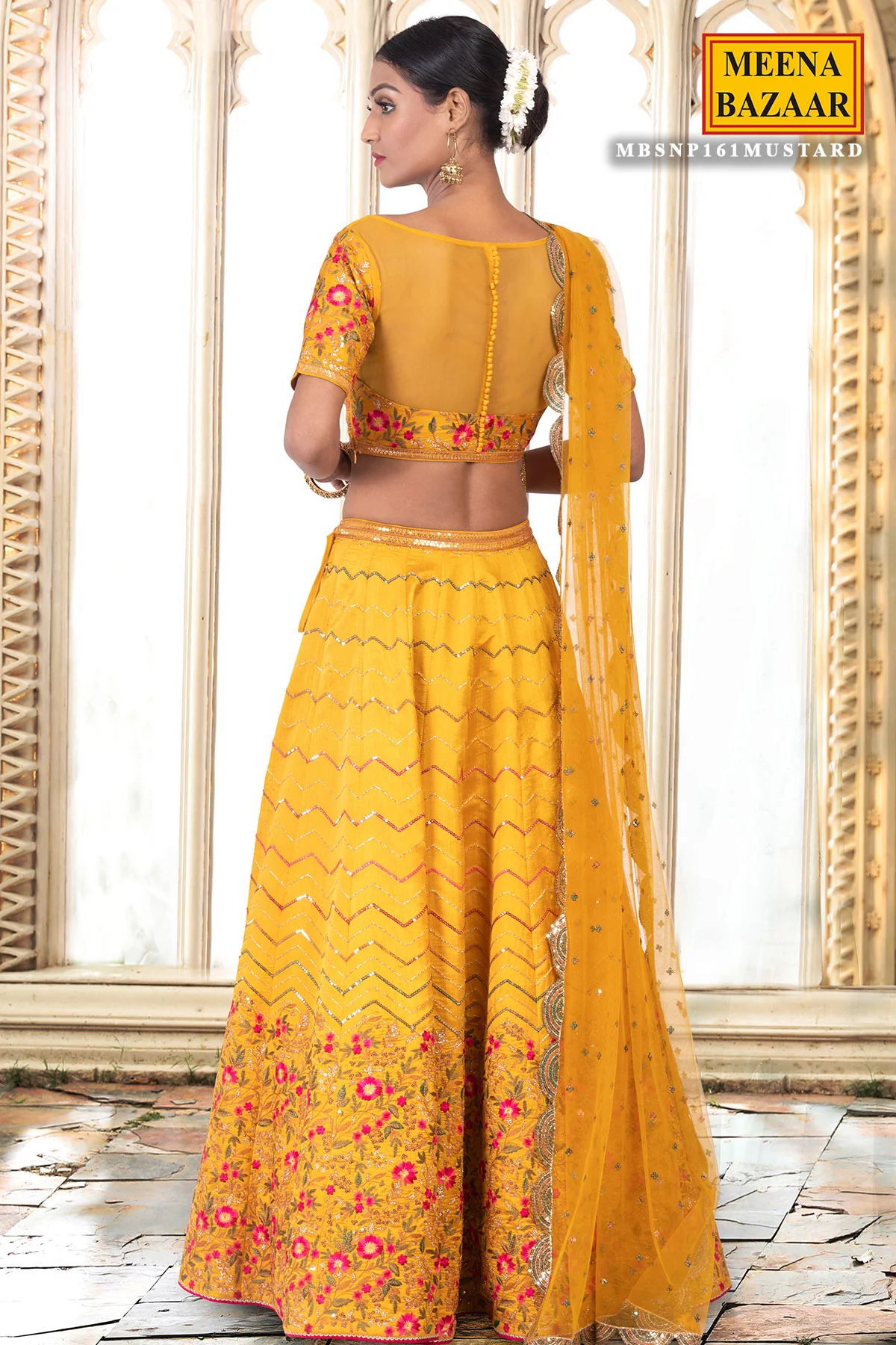 Mustard Silk Lehenga - Image 5