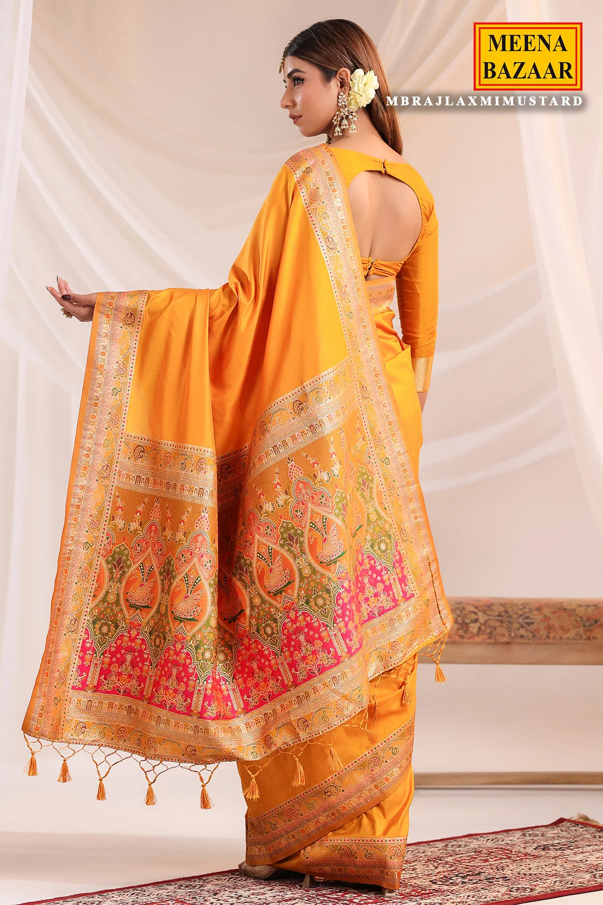 Mustard Silk Saree with Weaving Traditional Festive & Party Wear - Image 8