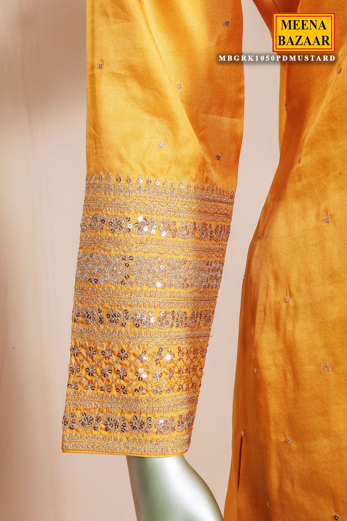 Mustard Silk Ready Made Suit with Embroidery - Image 6