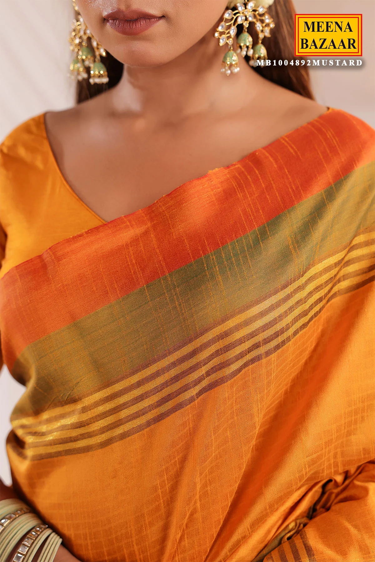 Mustard Silk Weaving Saree - Image 6