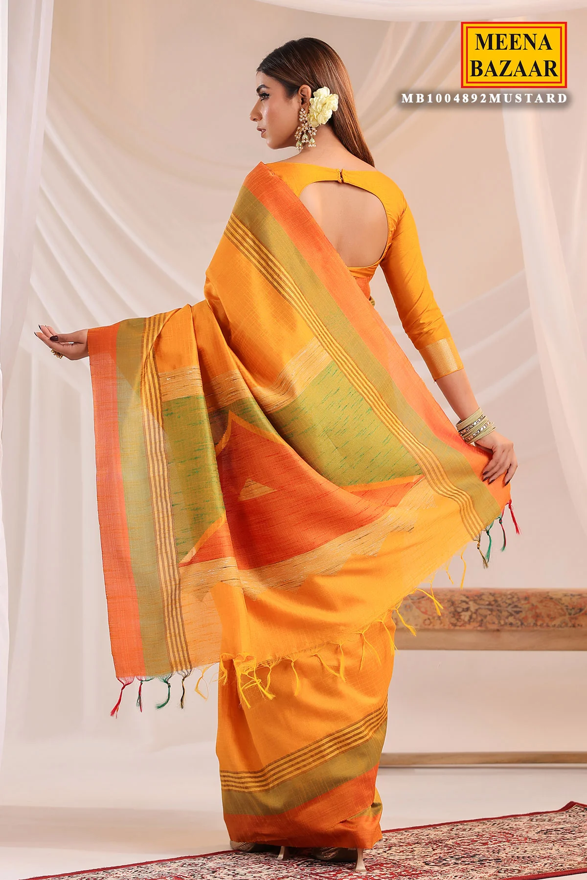 Mustard Silk Weaving Saree - Image 8