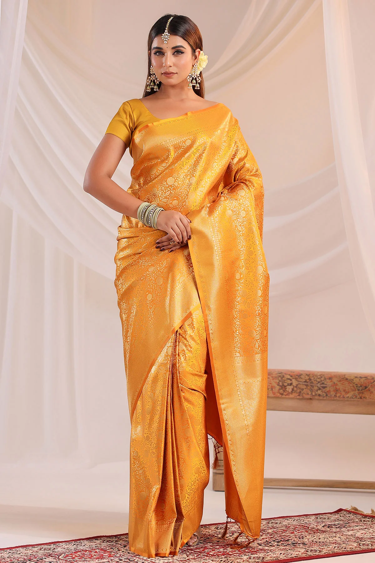Mustard Silk Weaving Saree Elegant Traditional & Party Wear