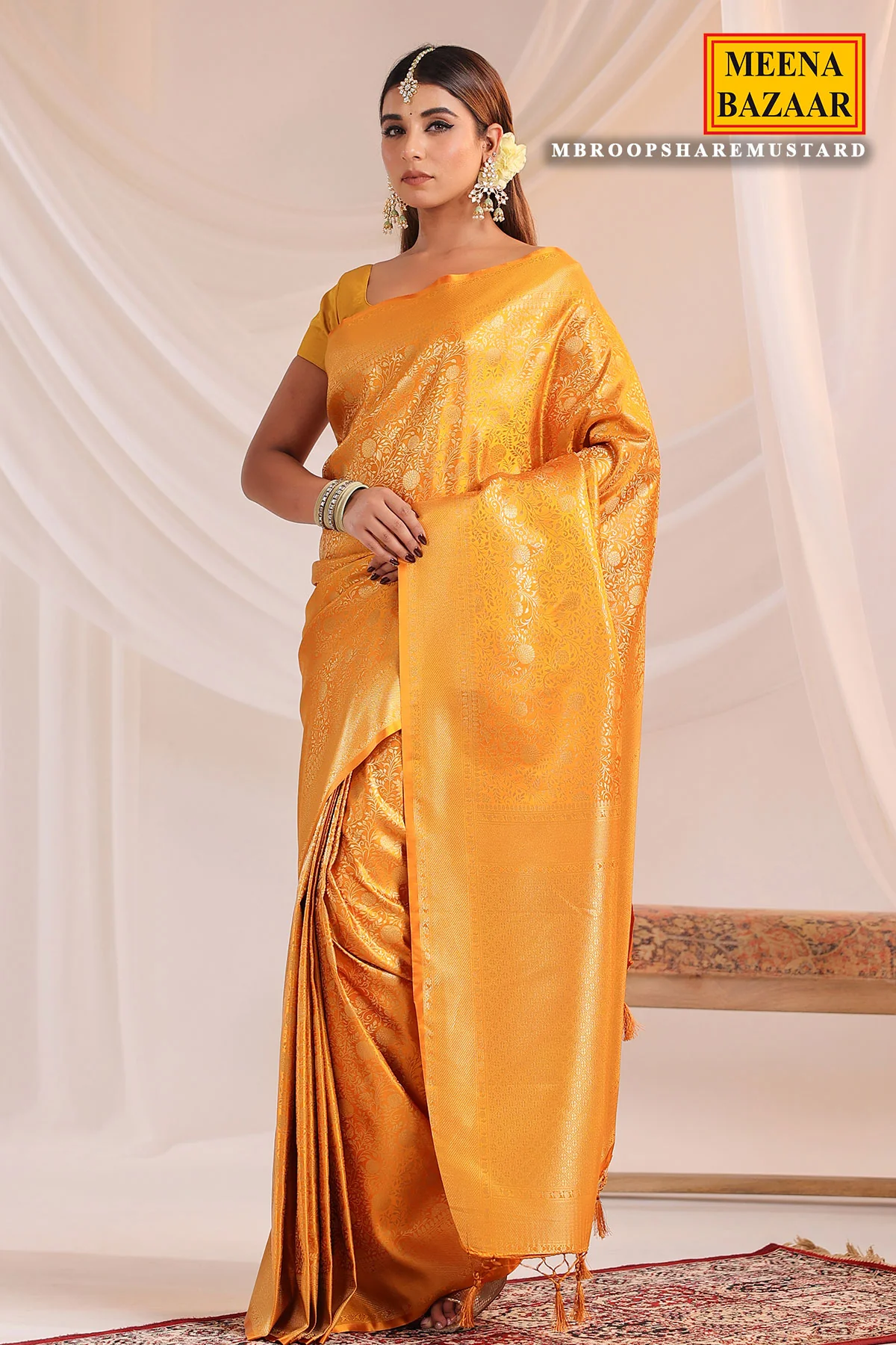 Mustard Silk Weaving Saree Elegant Traditional & Party Wear - Image 5