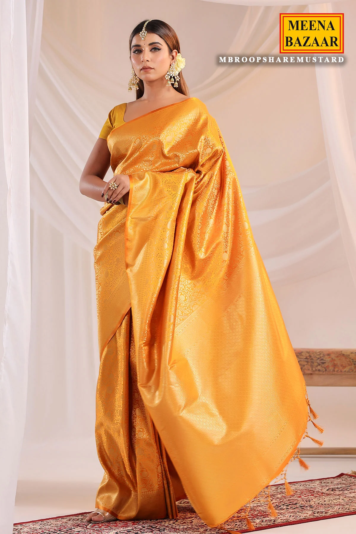 Mustard Silk Weaving Saree Elegant Traditional & Party Wear - Image 6