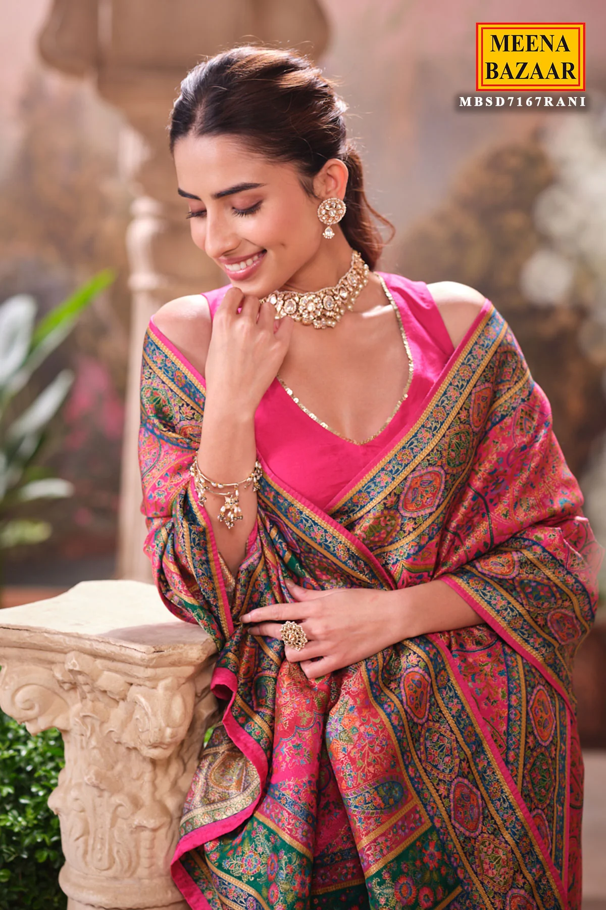 Rani Silk Weaving Saree Traditional Festive Wear - Image 3