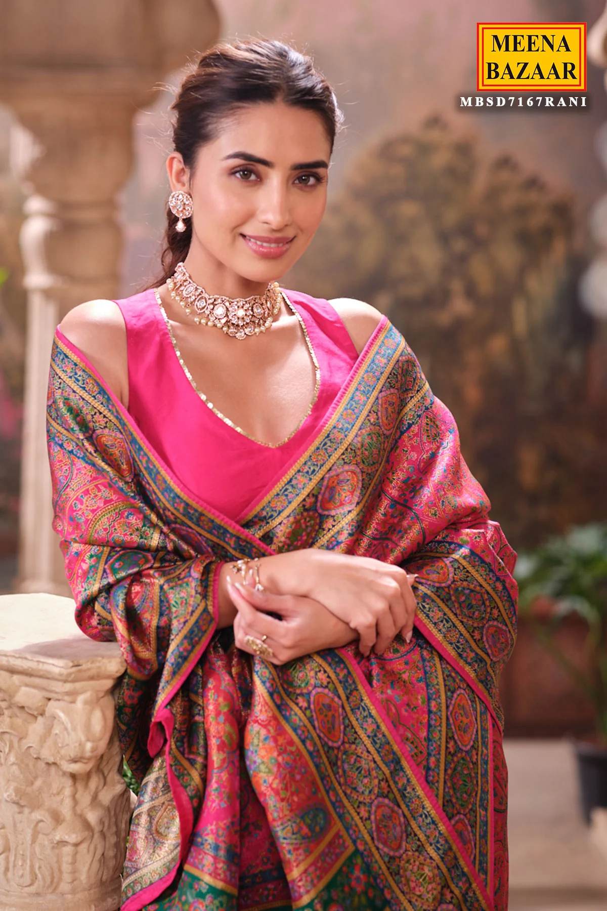 Rani Silk Weaving Saree Traditional Festive Wear - Image 4