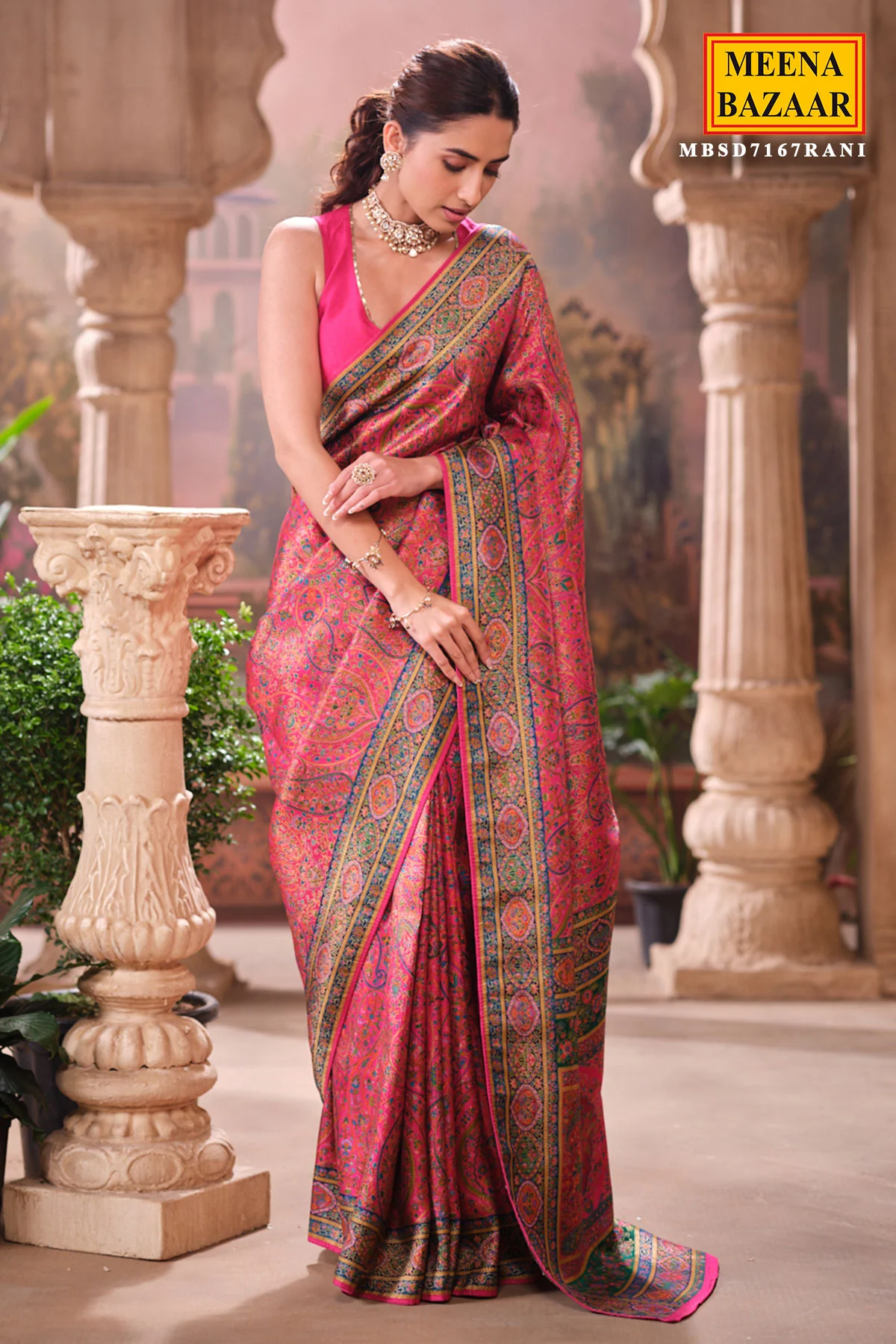 Rani Silk Weaving Saree Traditional Festive Wear - Image 6