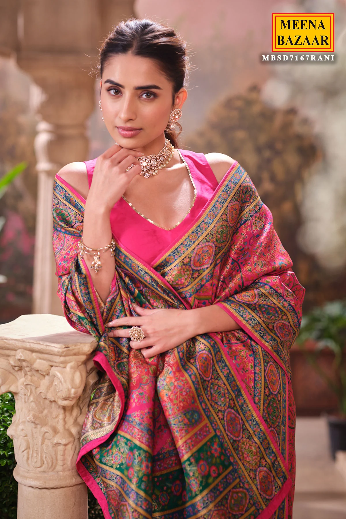 Rani Silk Weaving Saree Traditional Festive Wear - Image 7