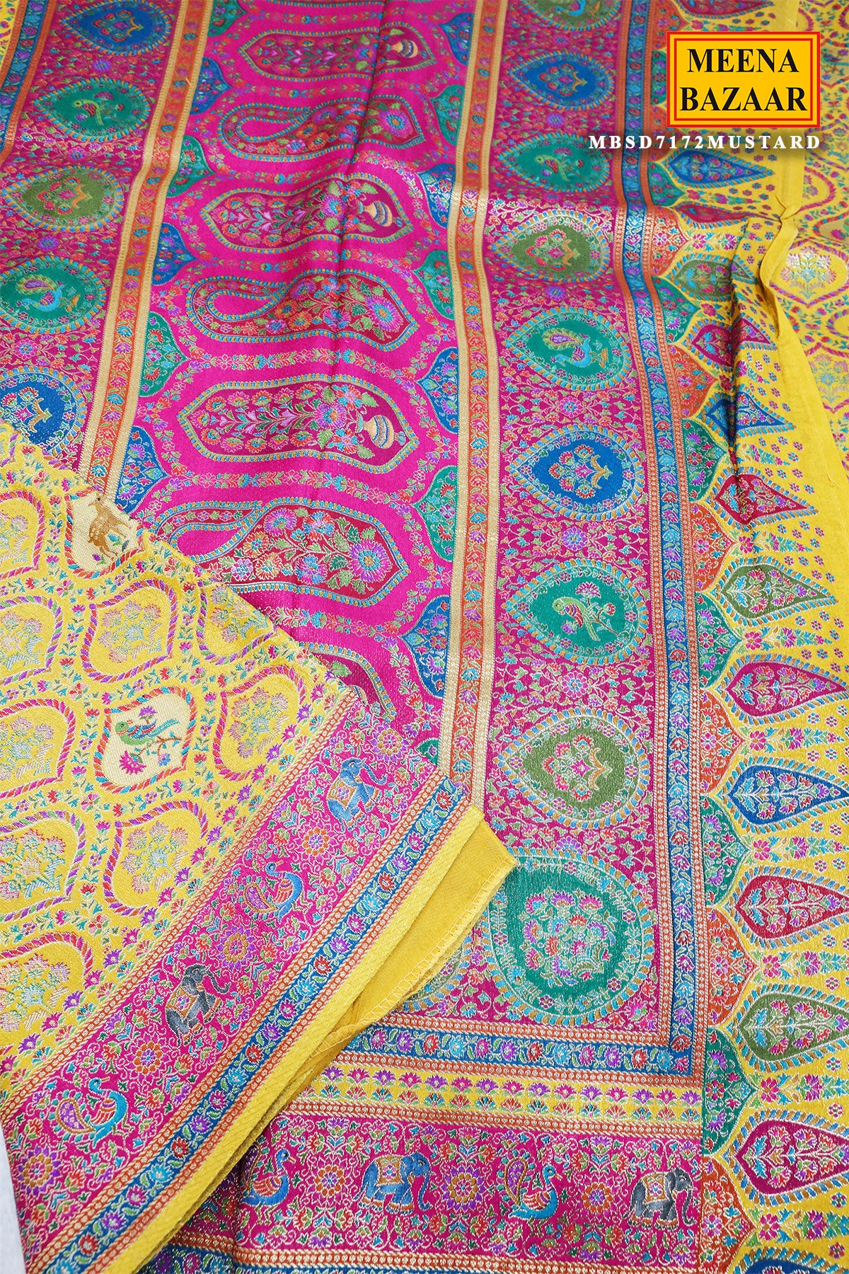Mustard Silk Weaving Saree Traditional Festive Wear - Image 4