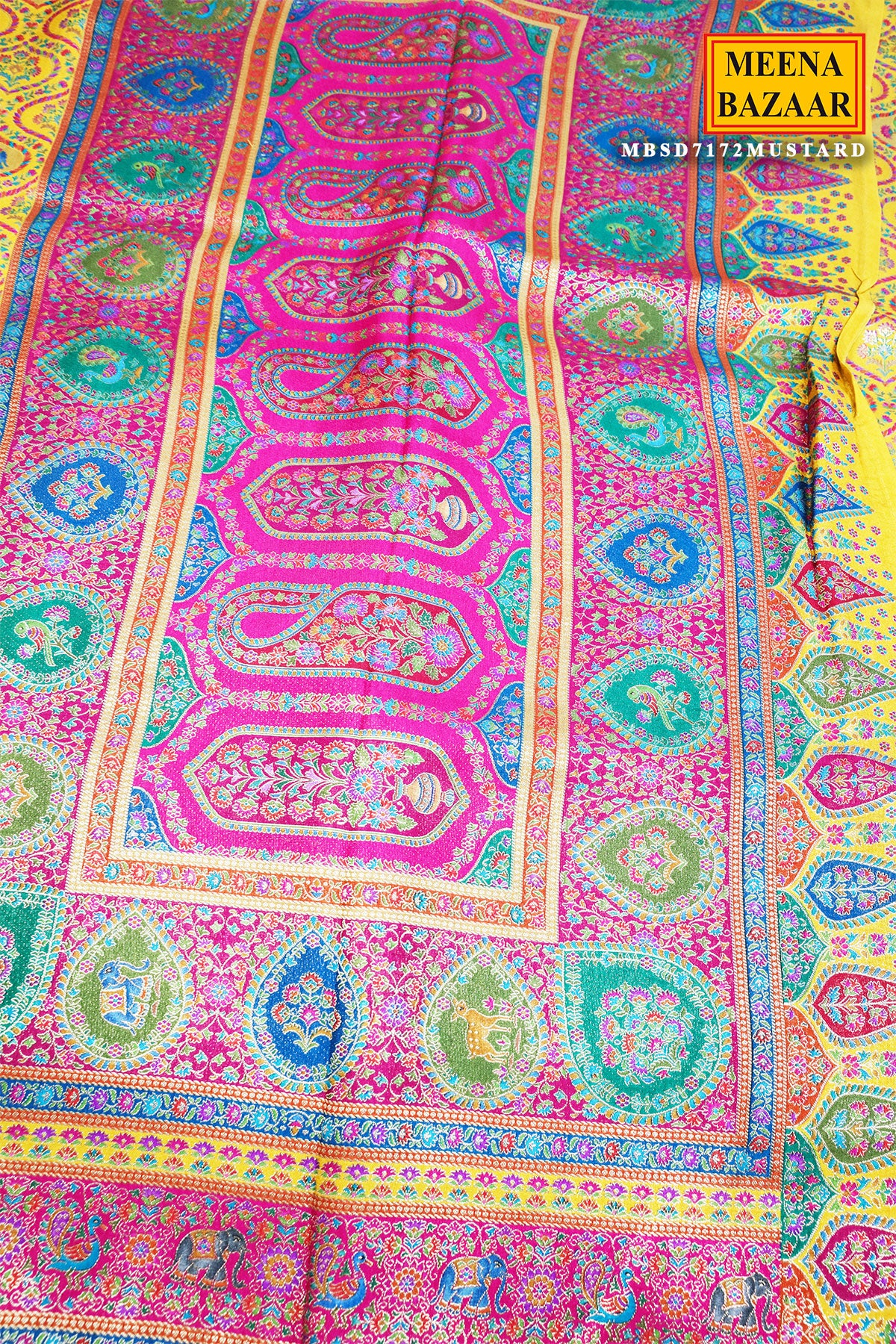 Mustard Silk Weaving Saree Traditional Festive Wear - Image 5