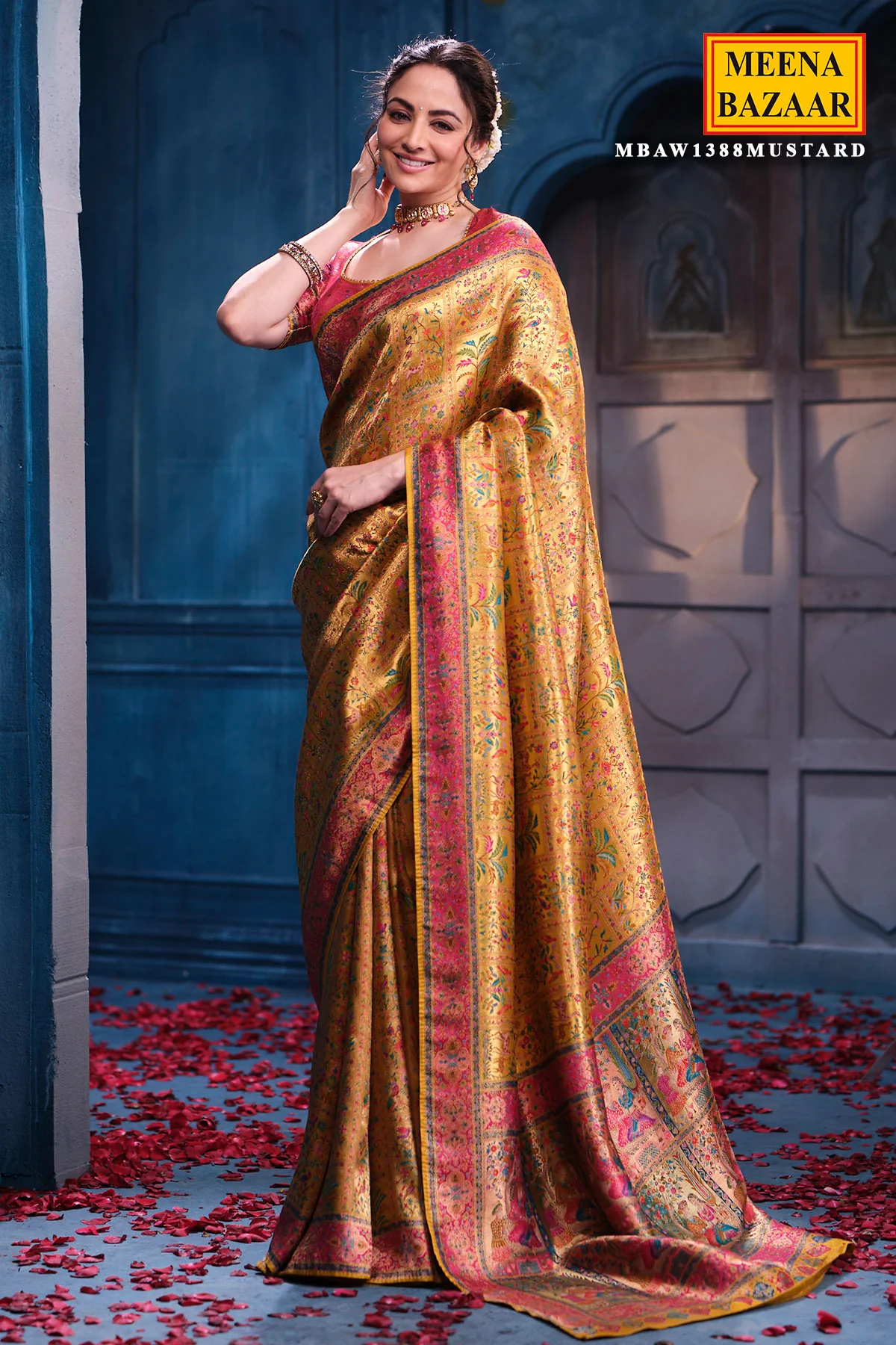 Mustard Silk Weaving Saree Traditional Festive & Wedding Wear - Image 11