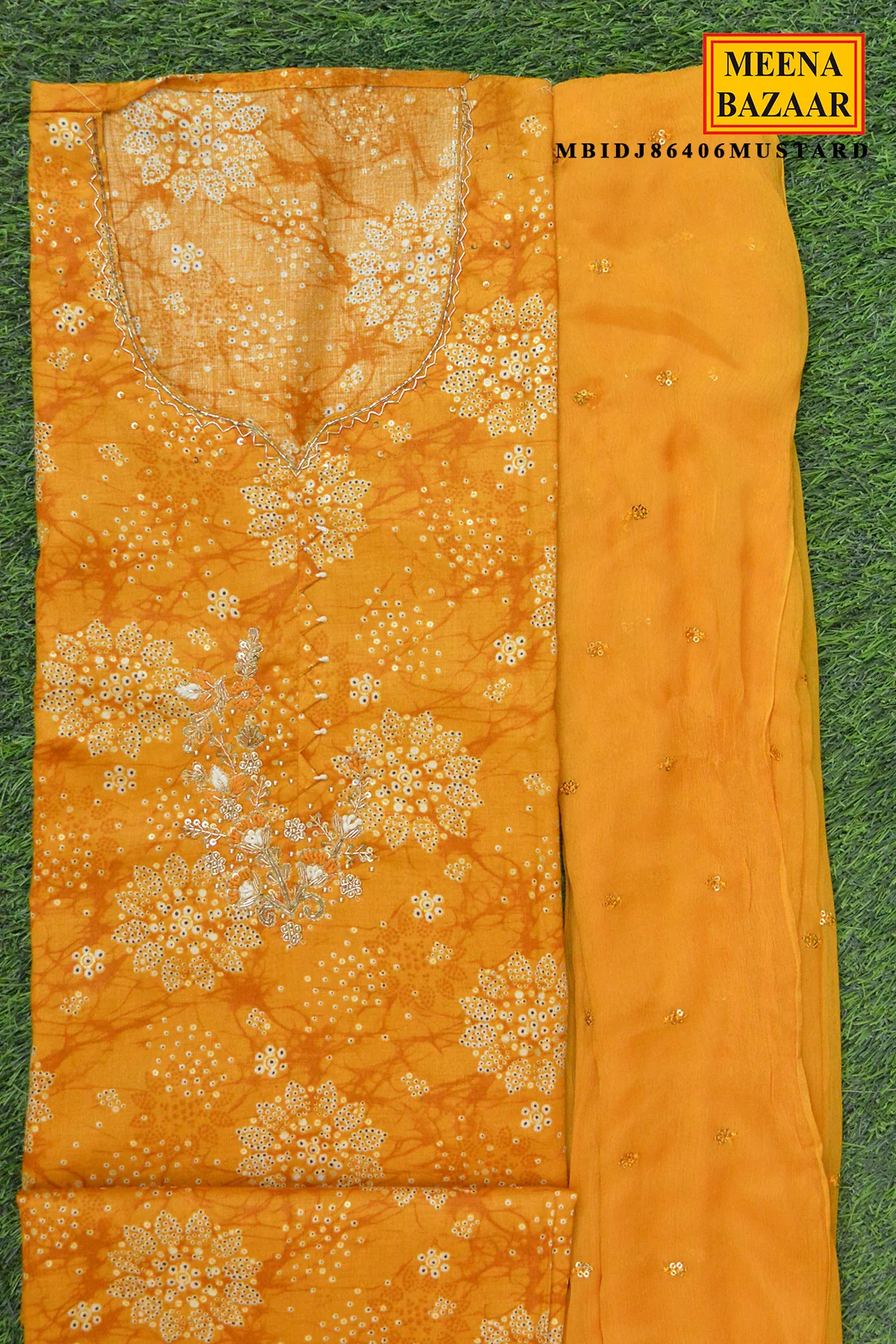 Mustard Suit Set with Dupatta - Image 3