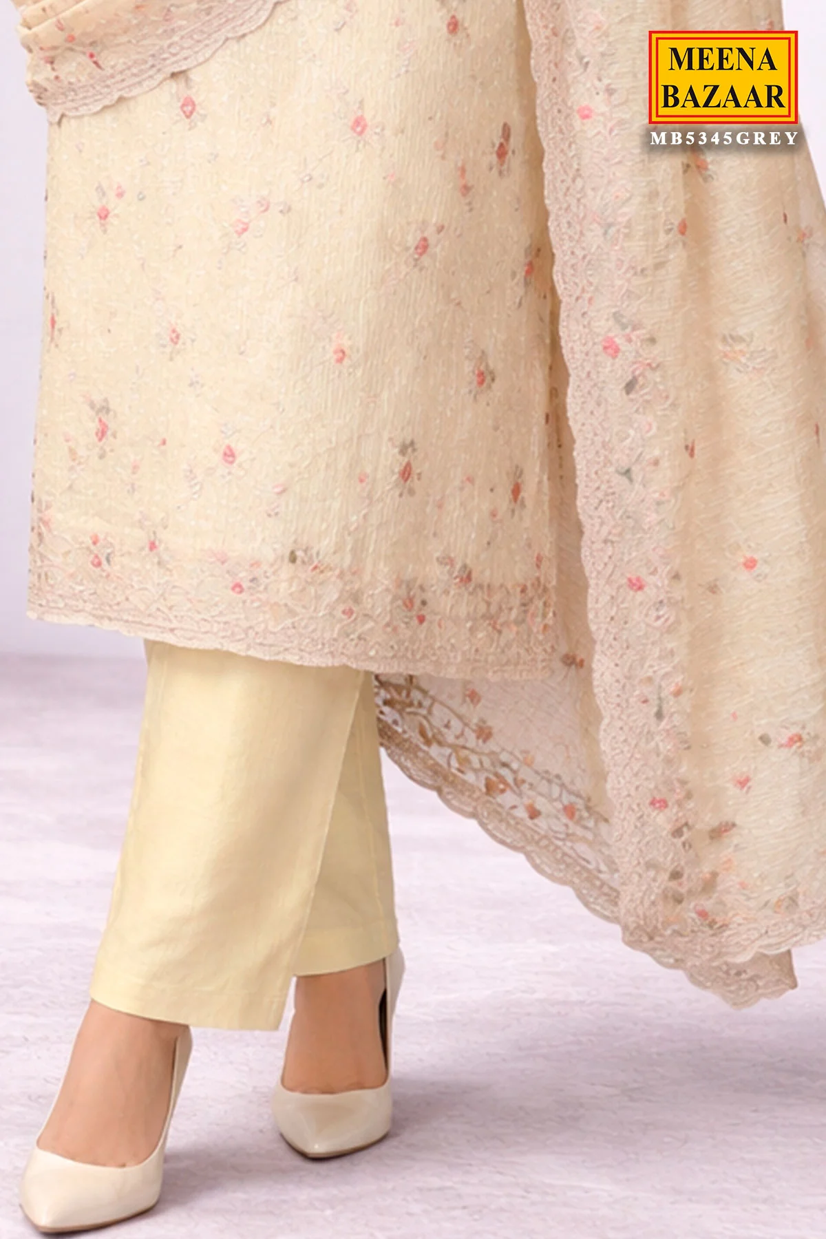 Mustard Tissue Unstitched Suit with Elegant Embroidery - Image 8