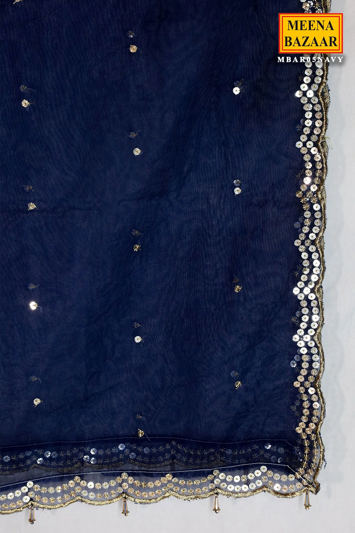 Navy Blue Georgette Zari & Sequins Embroidered Anarkali Styled Suit - Image 7