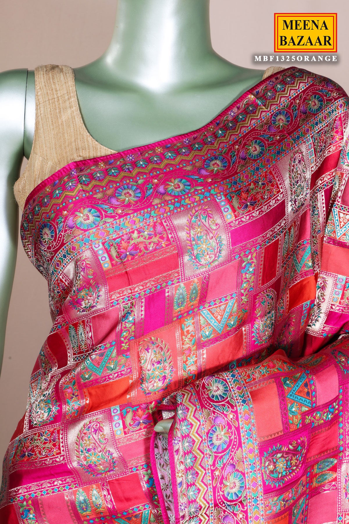 Rust Silk Weaving Saree Traditional Festive & Wedding Wear - Image 2