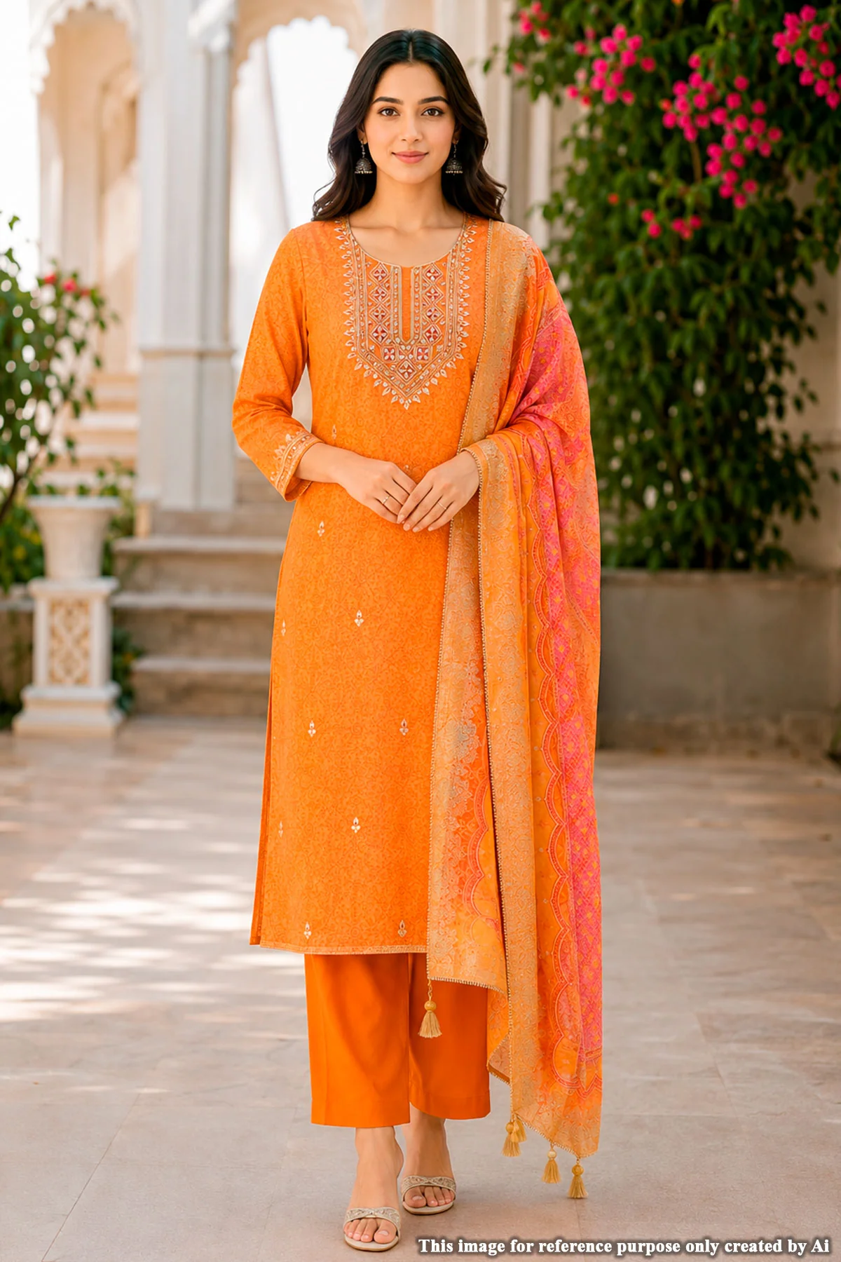 Orange Three-Piece Suit Set