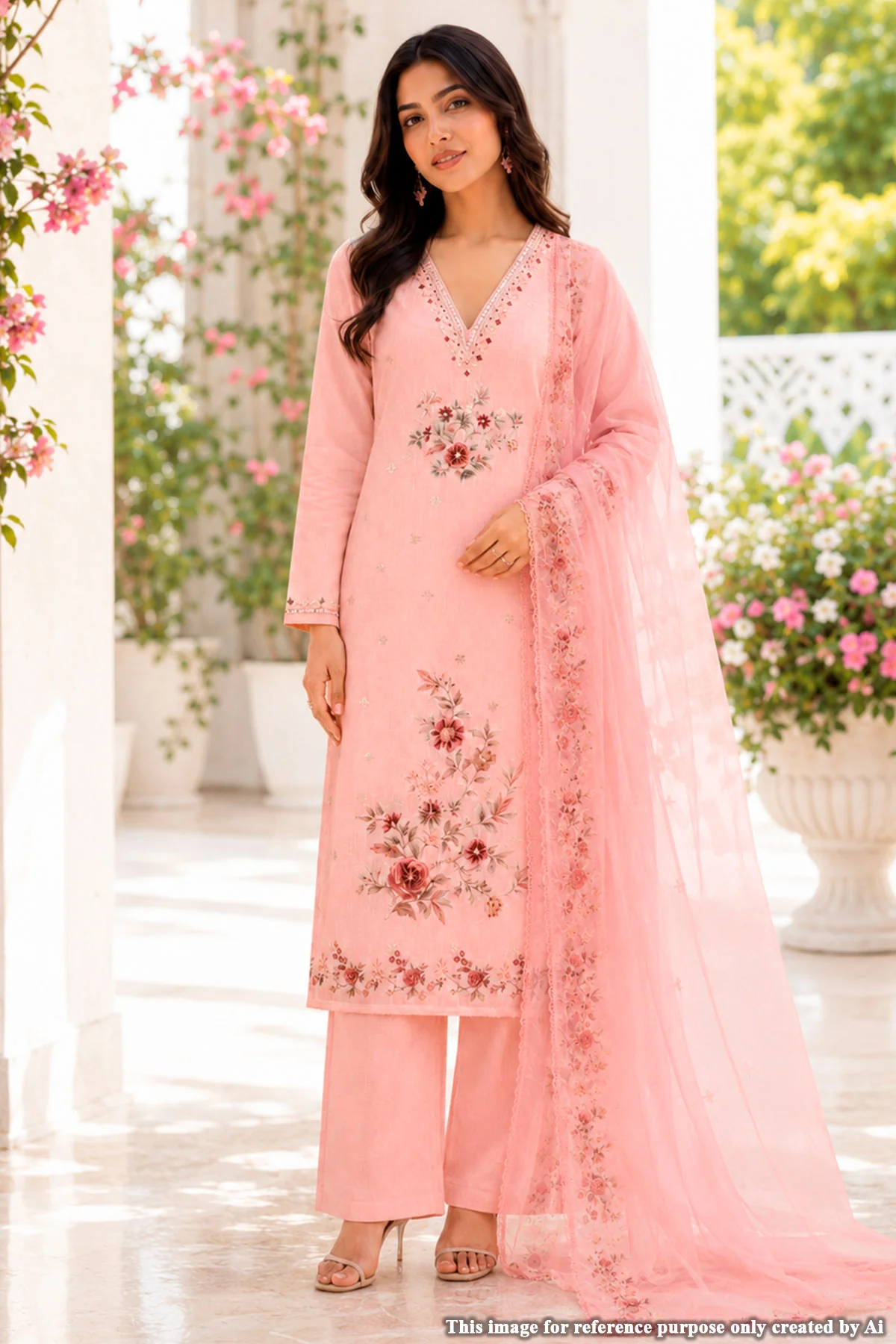Peach Kota Embroidered Suit Piece