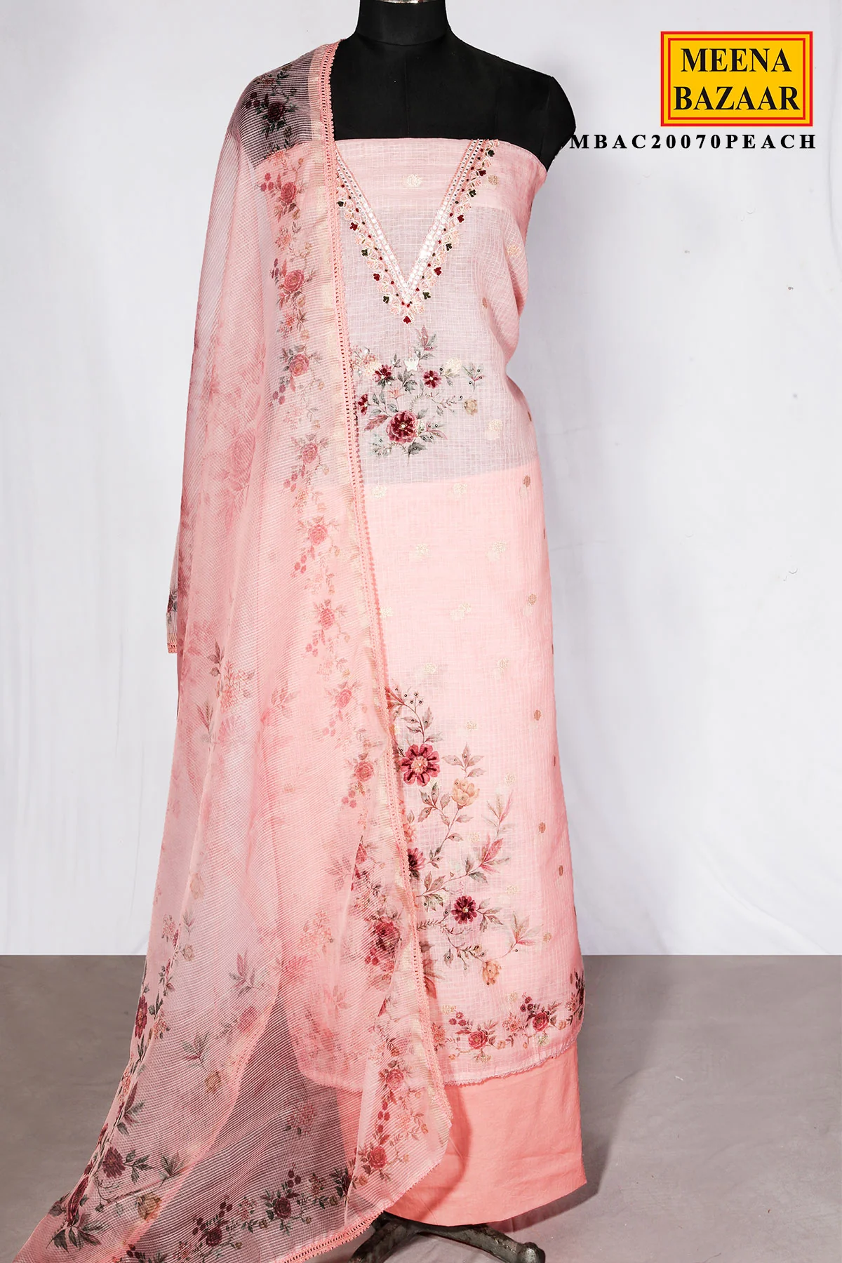 Peach Kota Embroidered Suit Piece - Image 3