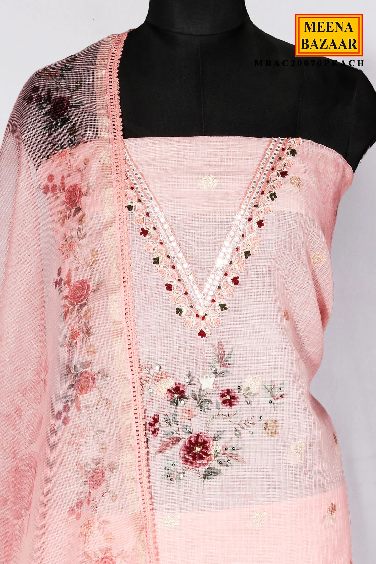 Peach Kota Embroidered Suit Piece - Image 4