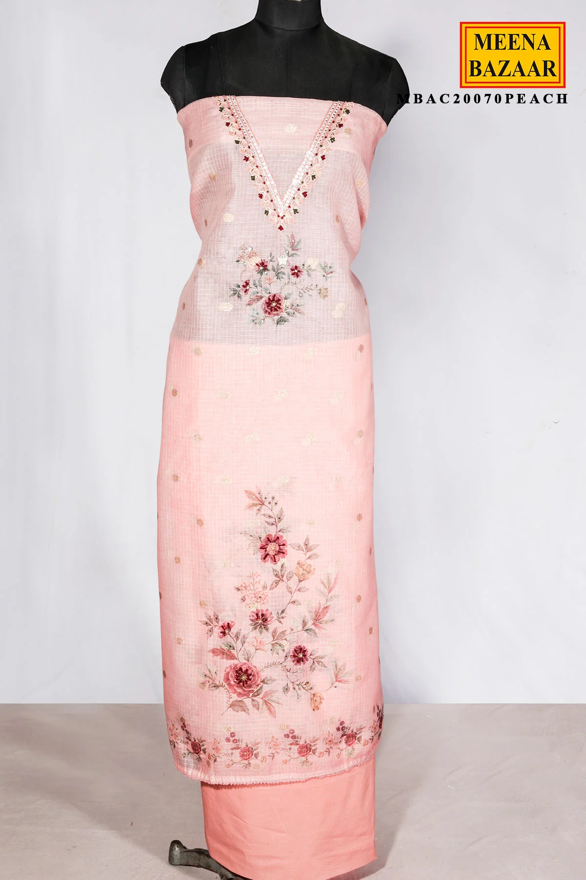 Peach Kota Embroidered Suit Piece - Image 6