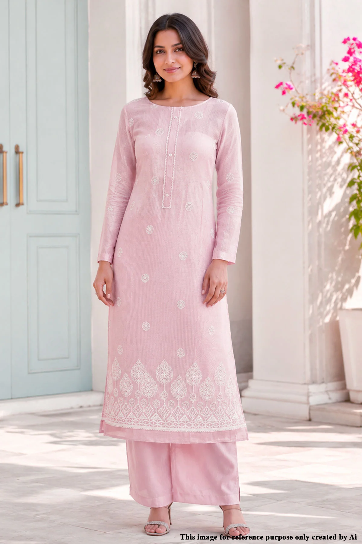 Peach Kota Embroidered Unstitched Suit Set - Image 4