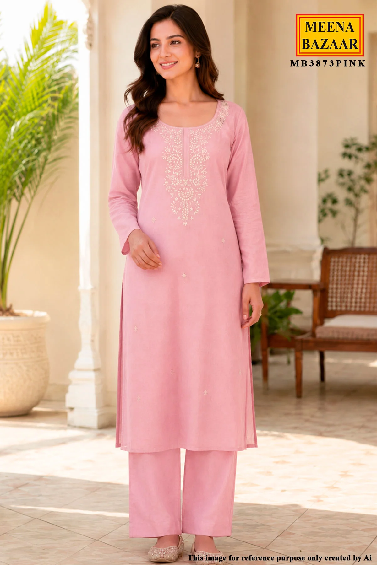 Pink Chanderi Embroidered Unstitched Suit With Designer Printed Dupatta - Image 4