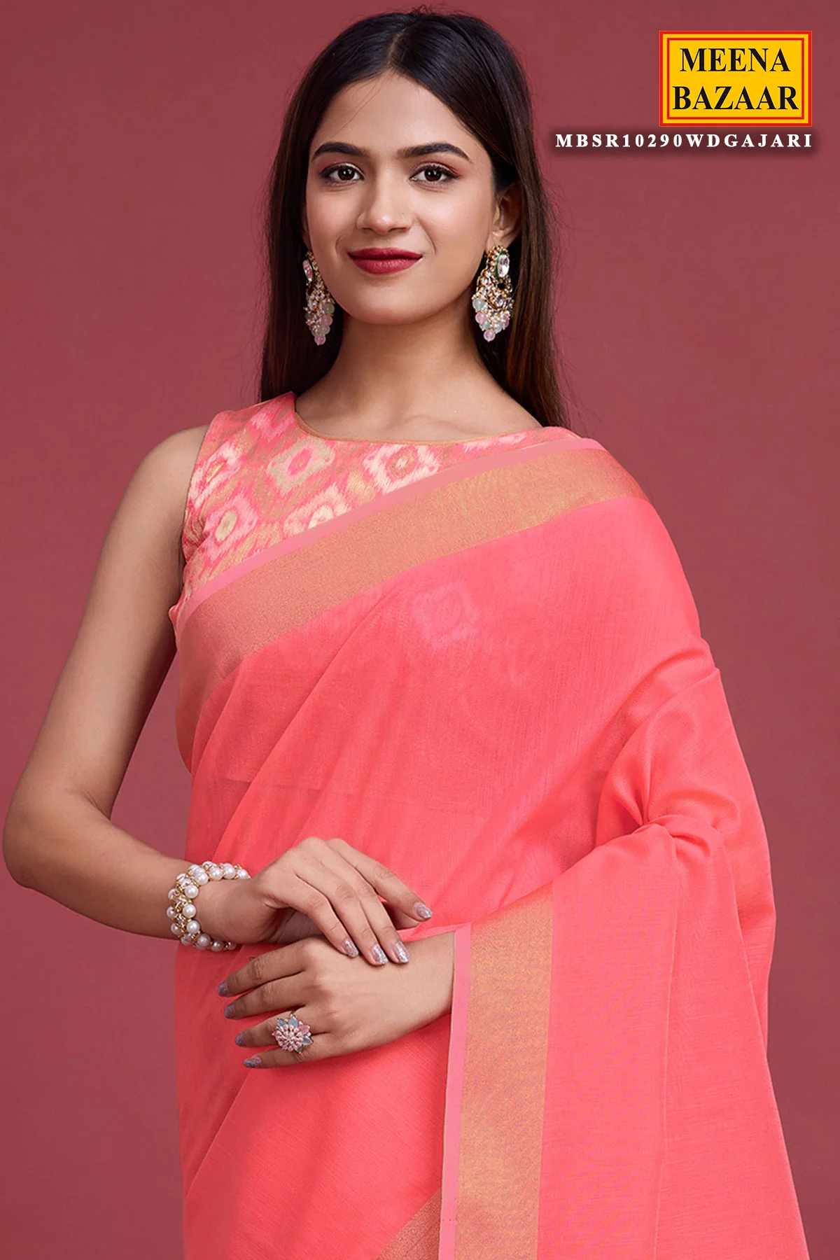 Pink Cotton Weaving Saree – Elegant Everyday Comfort - Image 2