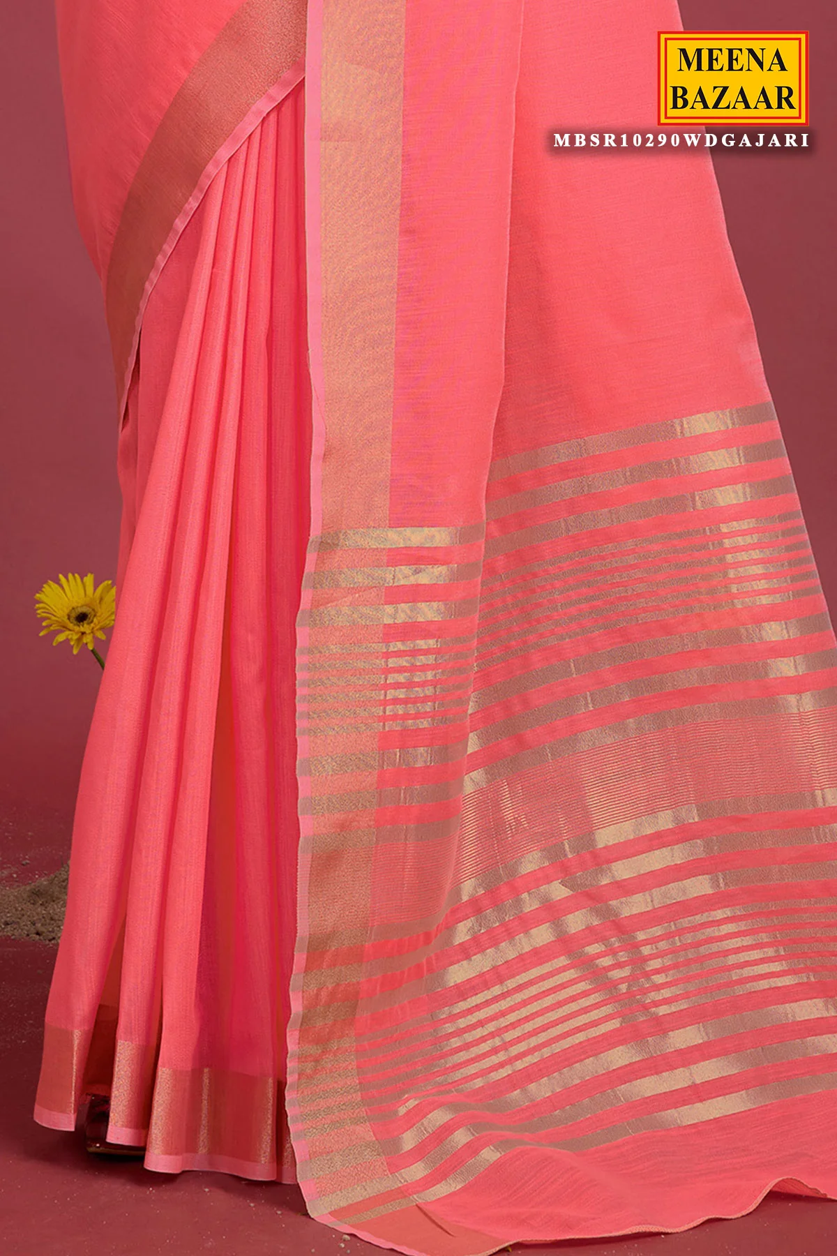 Pink Cotton Weaving Saree – Elegant Everyday Comfort - Image 3