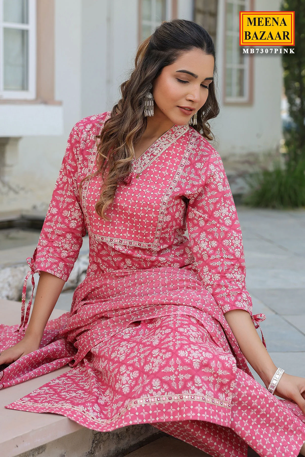 Pink Cotton Ready Made Suit - Image 4