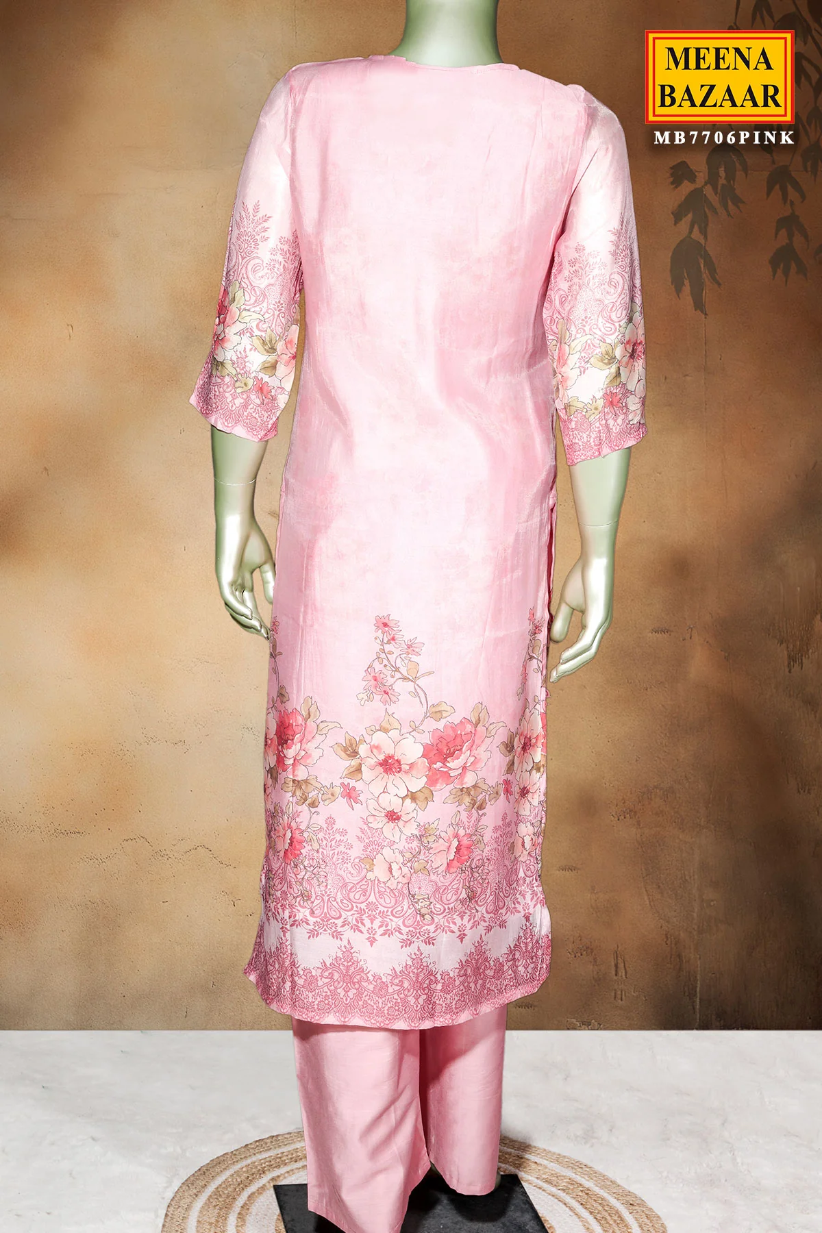 Pink Cotton Ready-Made Suit with Elegant Neck Embroidery - Image 8