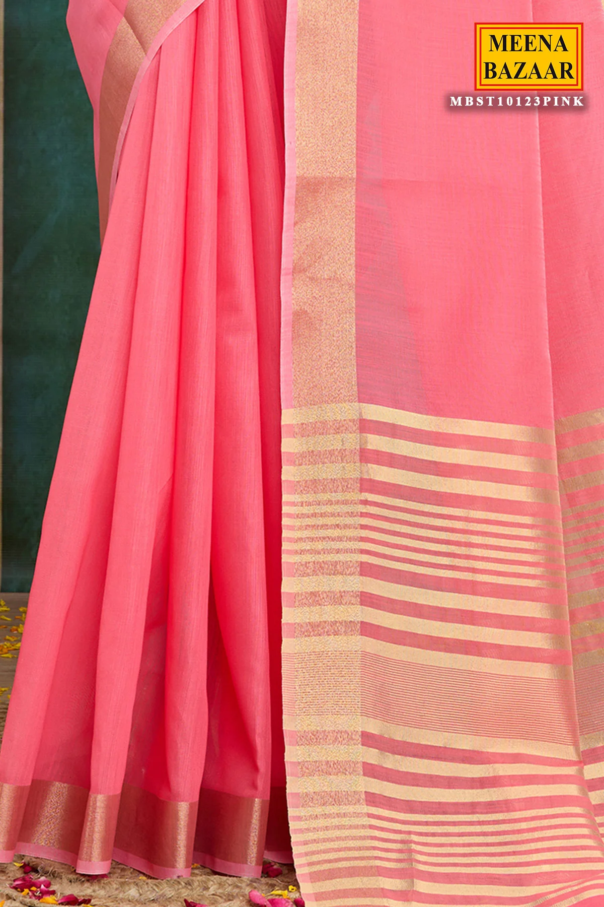 Pink Cotton Weaving Saree – Elegant Everyday Comfort - Image 3