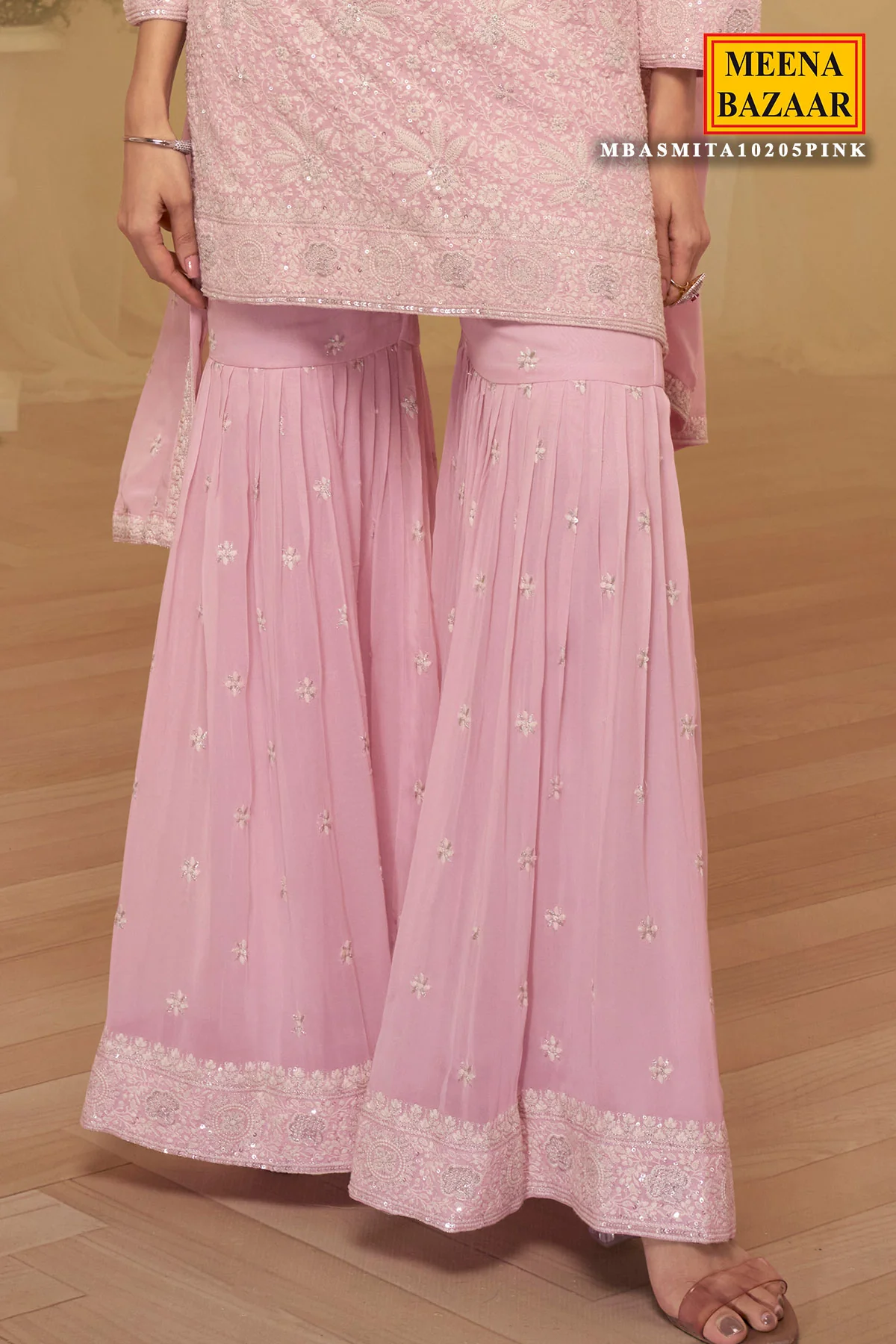 Pink Georgette Ready Made Suit for Festive & Party Wear - Image 3