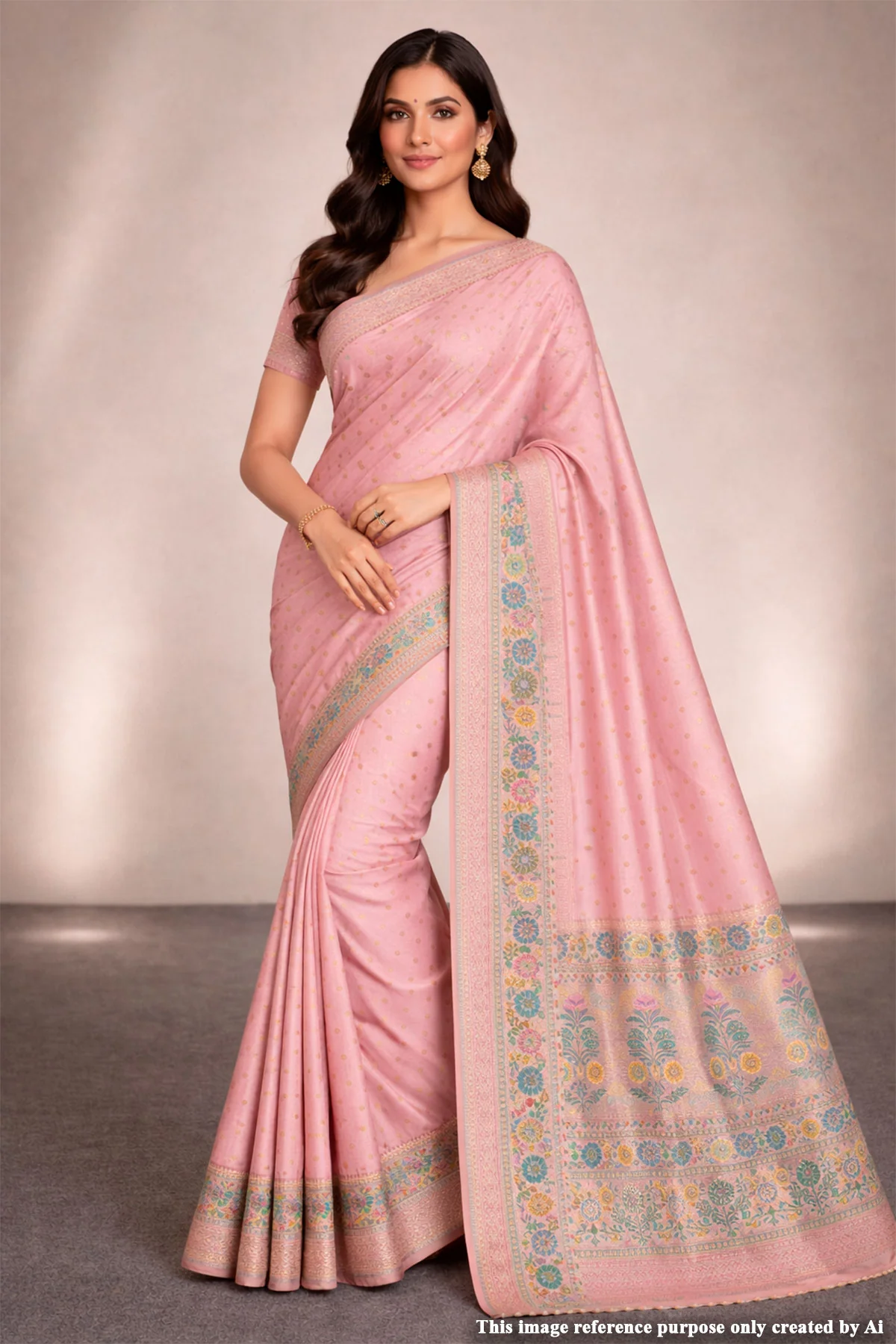 Pink Khaddi Saree with Multicolor Woven Accents