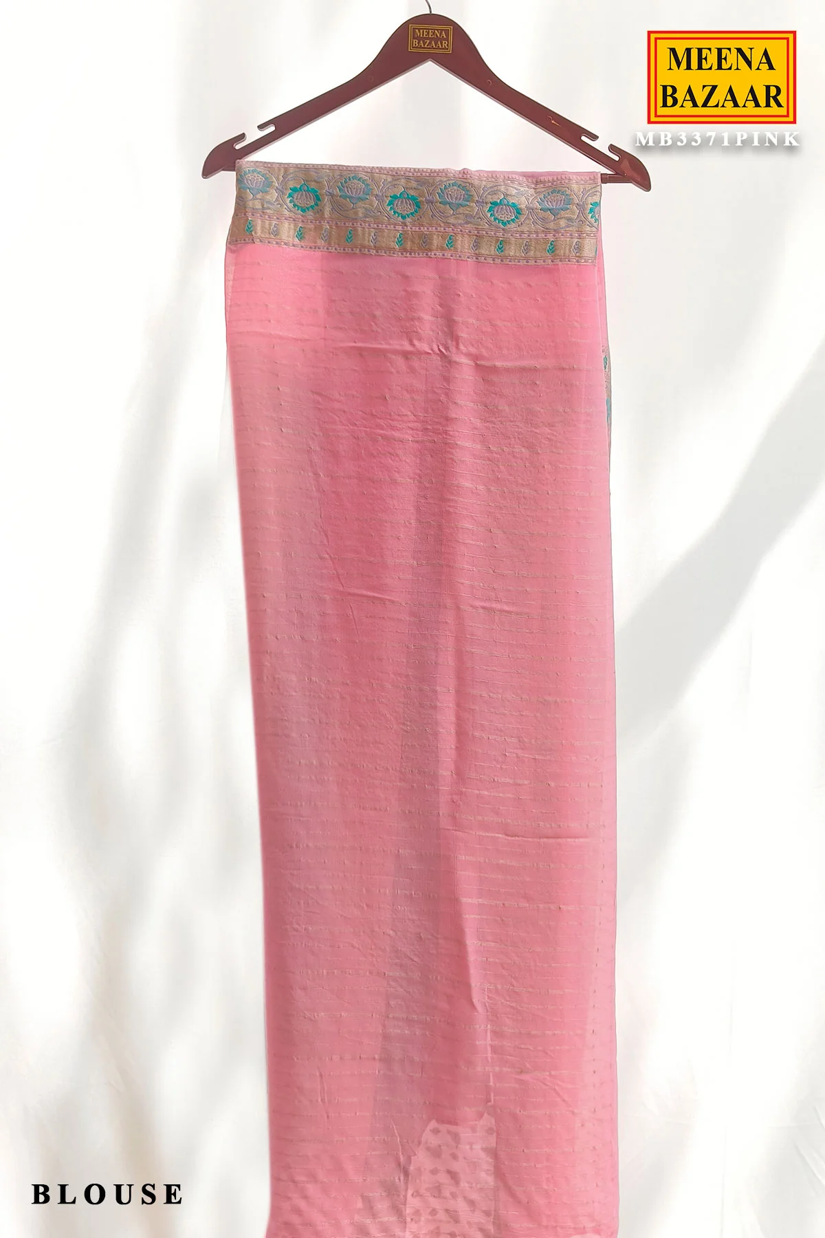 Pink Khaddi Saree with Multicolor Woven Accents - Image 3
