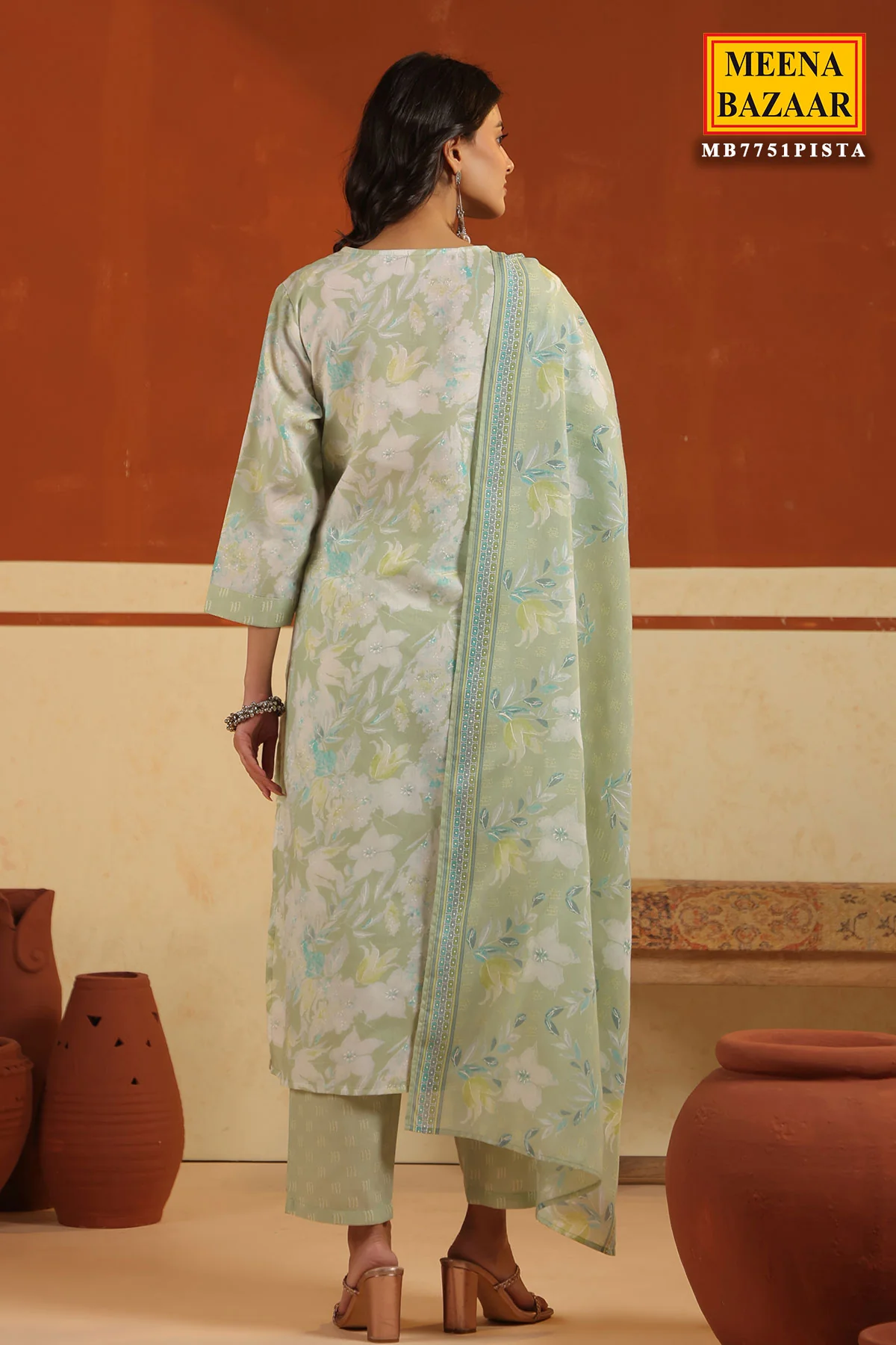 Pista Cotton Ready Made Suit with Elegant Neck Detailing - Image 10
