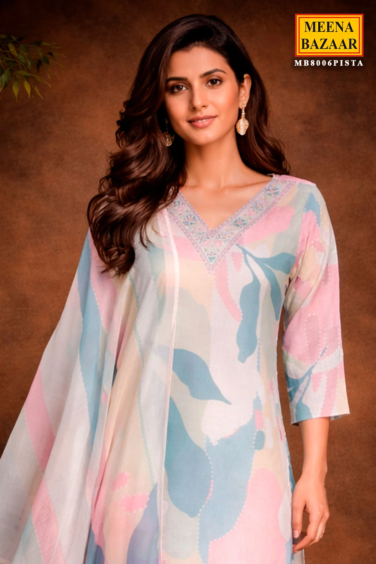 Pista Cotton Ready Made Suit with Elegant Neck Embroidery - Image 7