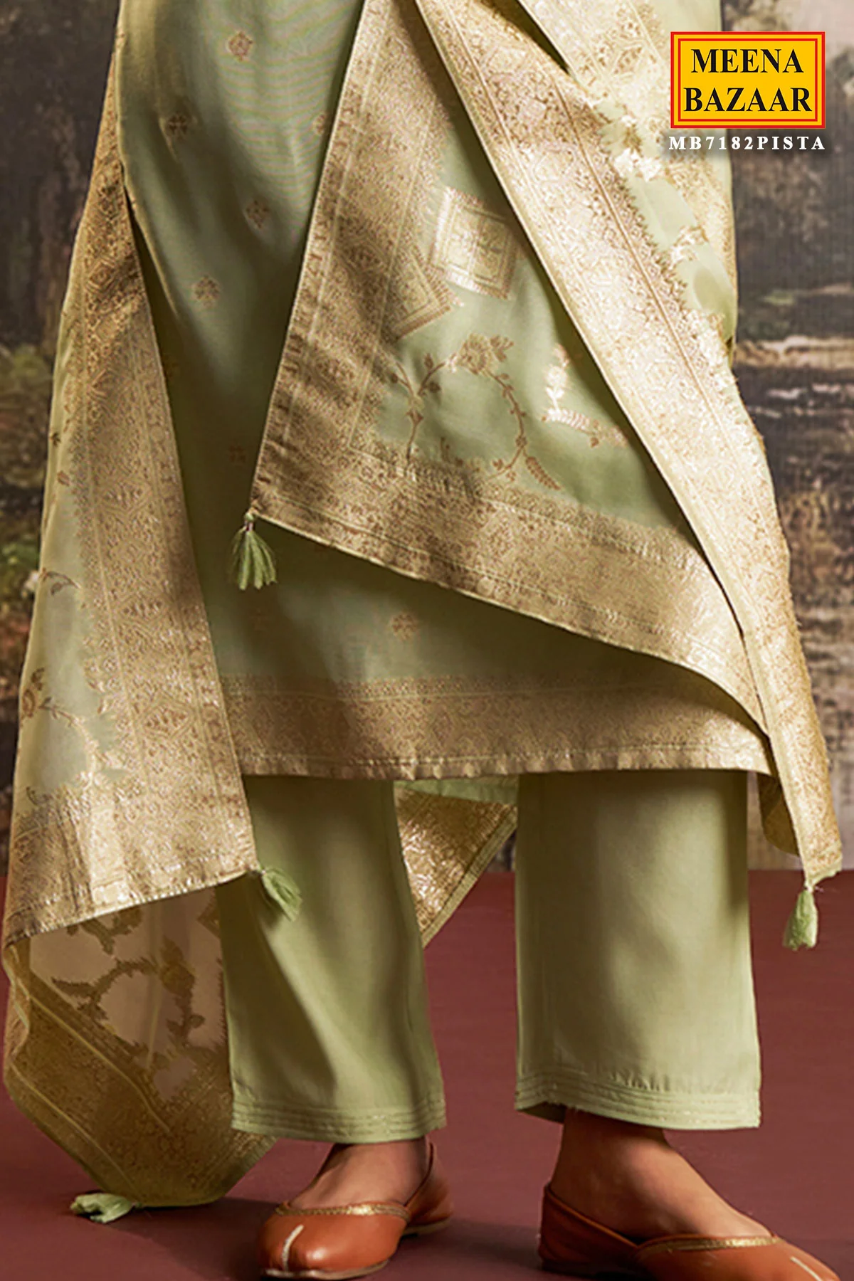 Pista Cotton Ready Made Suit with Neck Embroidery - Image 3