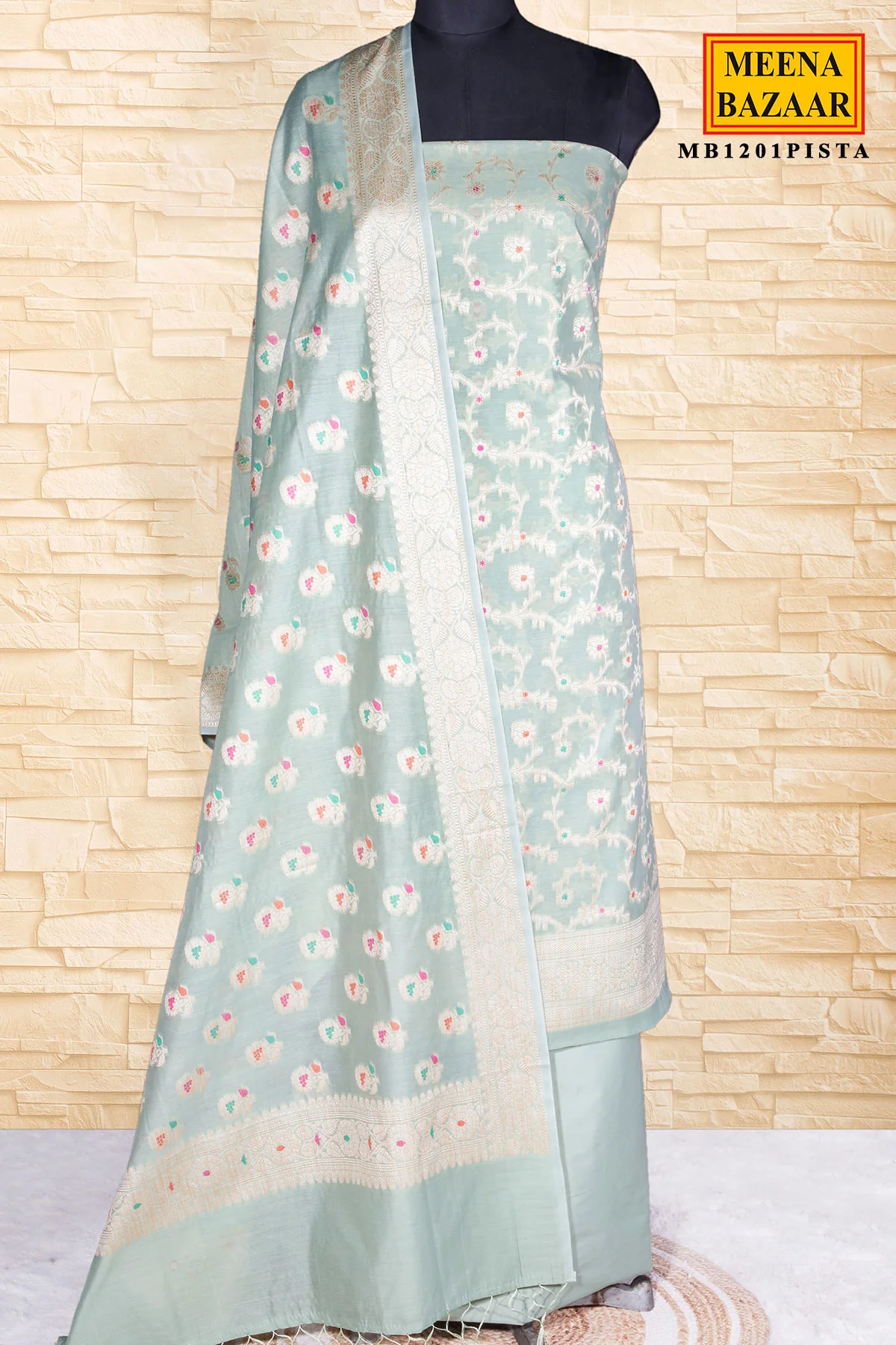 Pista Cotton Weaving Unstitched Suit Set - Image 2
