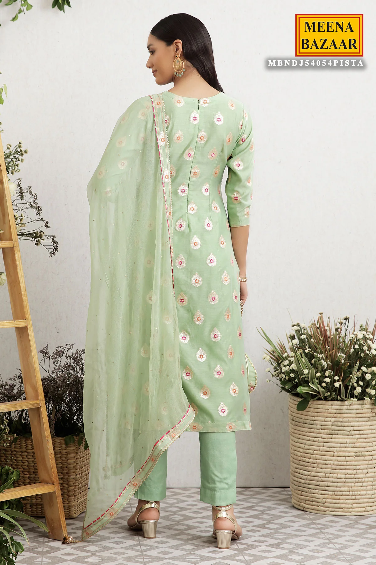 Pista Embroidered Chanderi Unstitched Suit - Image 5