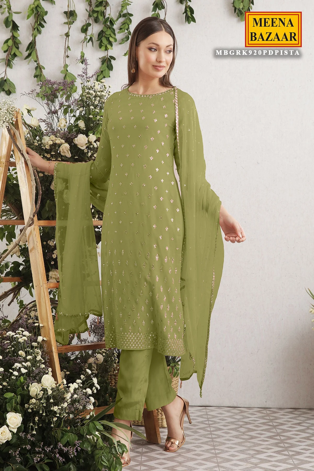 Pista Embroidered Georgette Unstitched Suit - Image 3