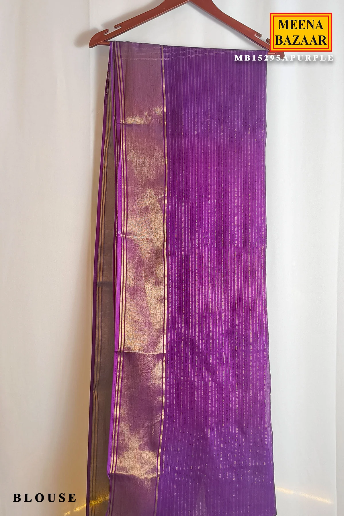 Purple Khaddi Saree with Elegant Zari Border - Image 3