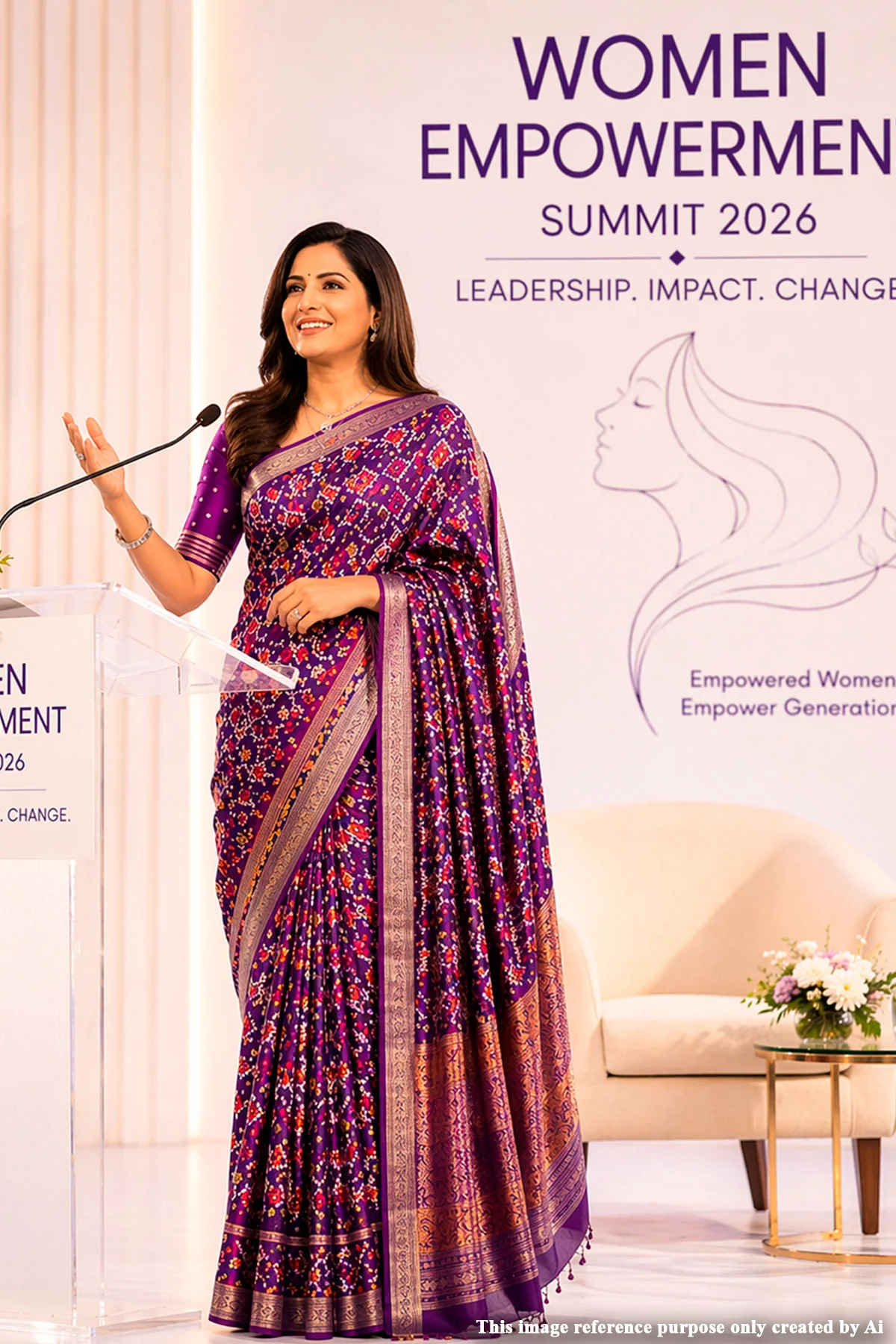 Purple Silk Saree with Elegant Weaving