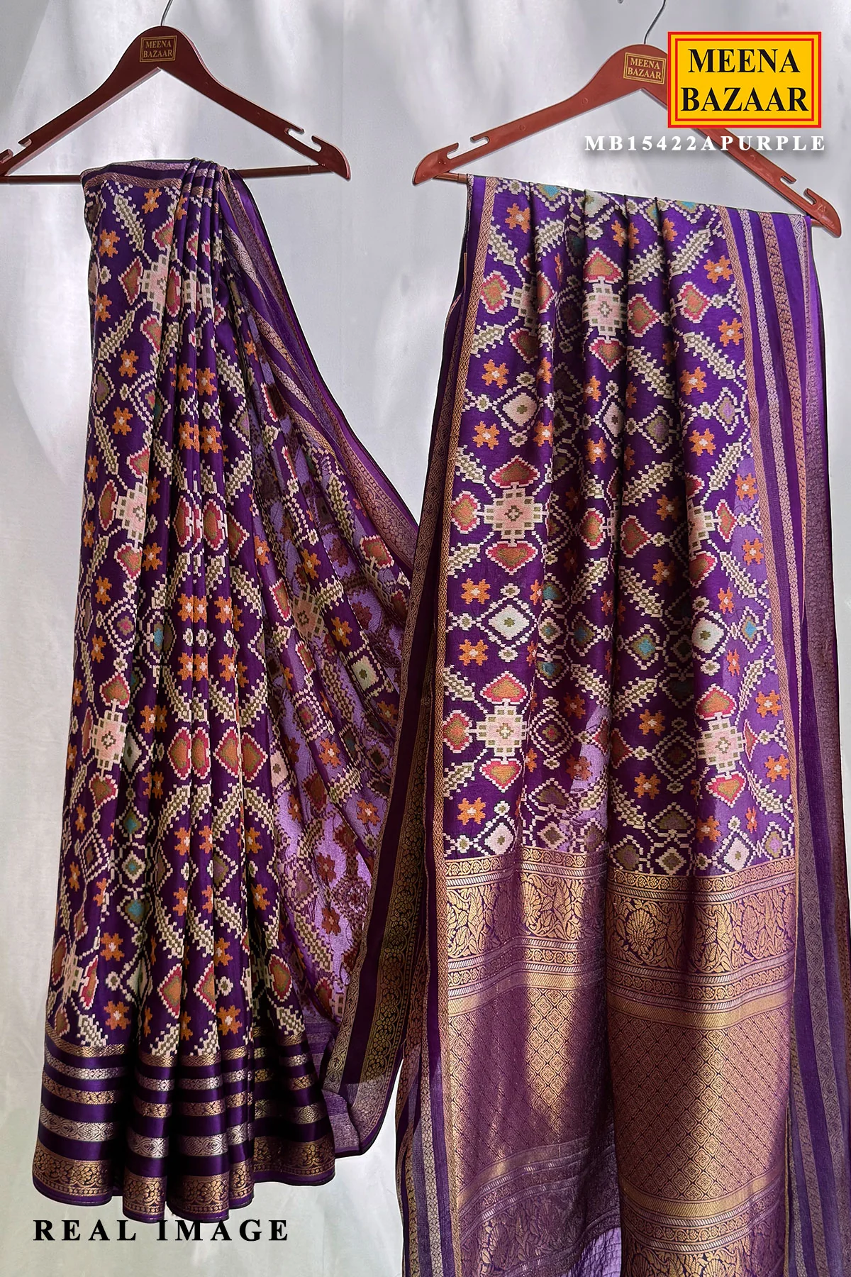 Purple Silk Saree with Elegant Weaving - Image 2